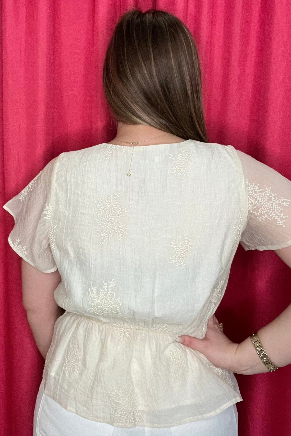 Short Sleeve Wrap Front Woven Top w/Tie MISSY TOP SPECIAL LIVERPOOL