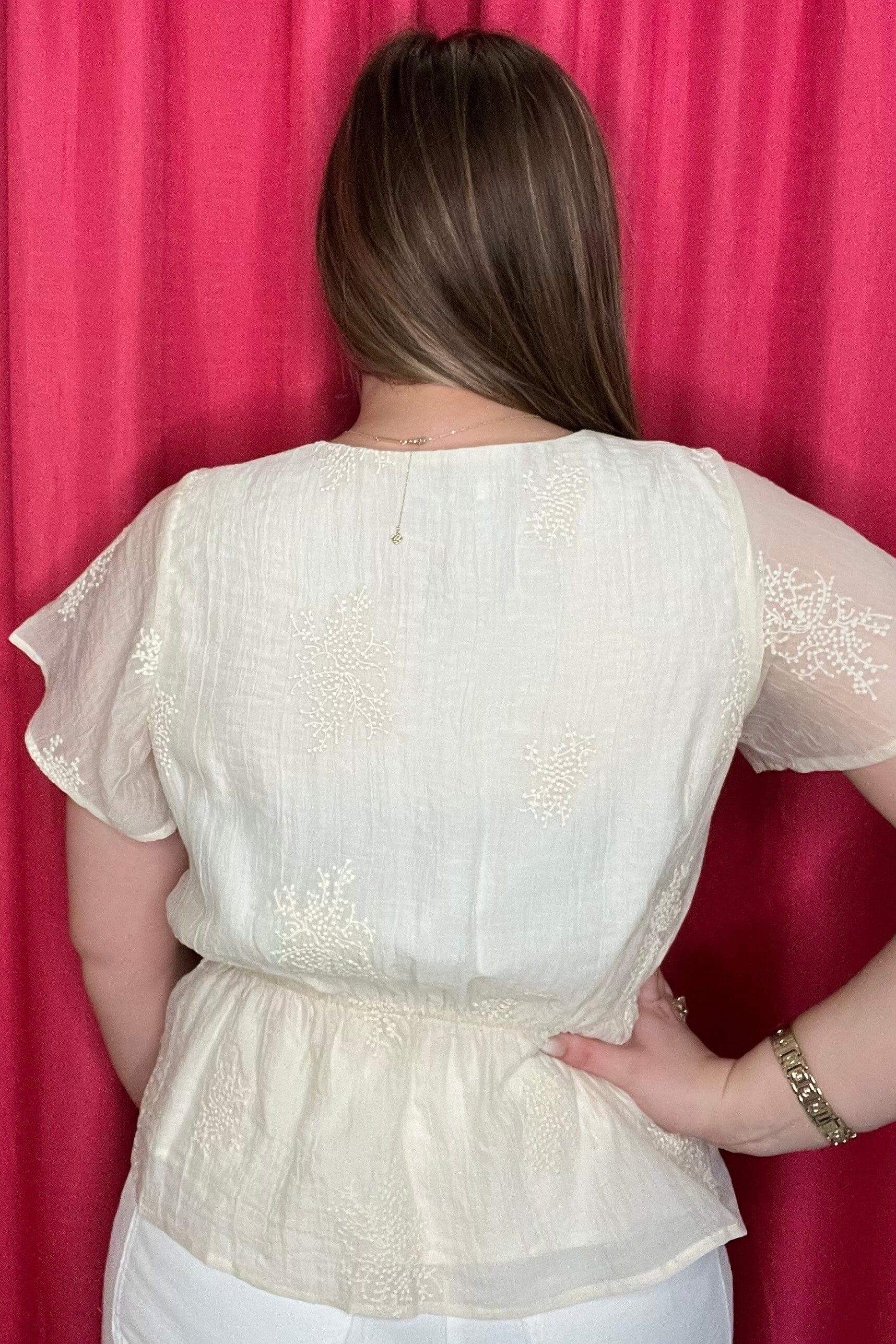 Short Sleeve Wrap Front Woven Top w/Tie MISSY TOP SPECIAL LIVERPOOL