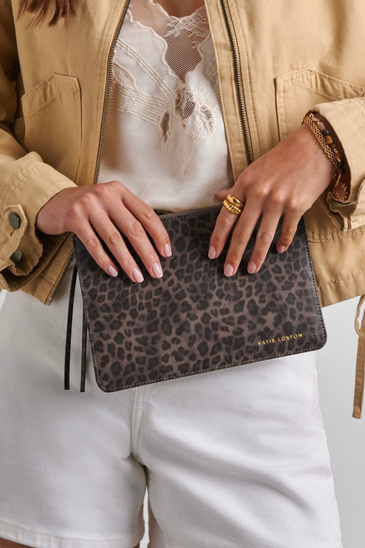 Leopard Tassel Charm Pouch HANDBAGS KATIE LOXTON