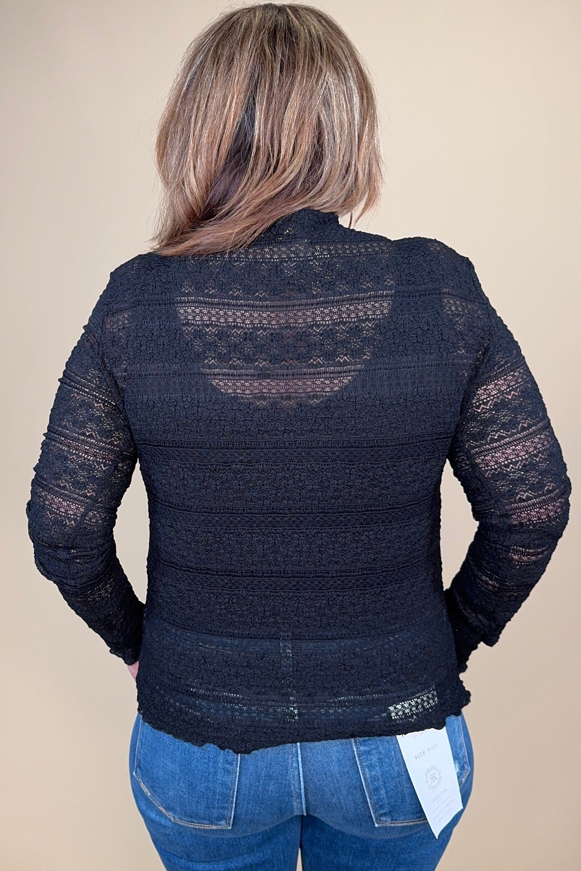 Long Sleeve Textured Mesh MISSY BASIC KNIT DAVI&DANI