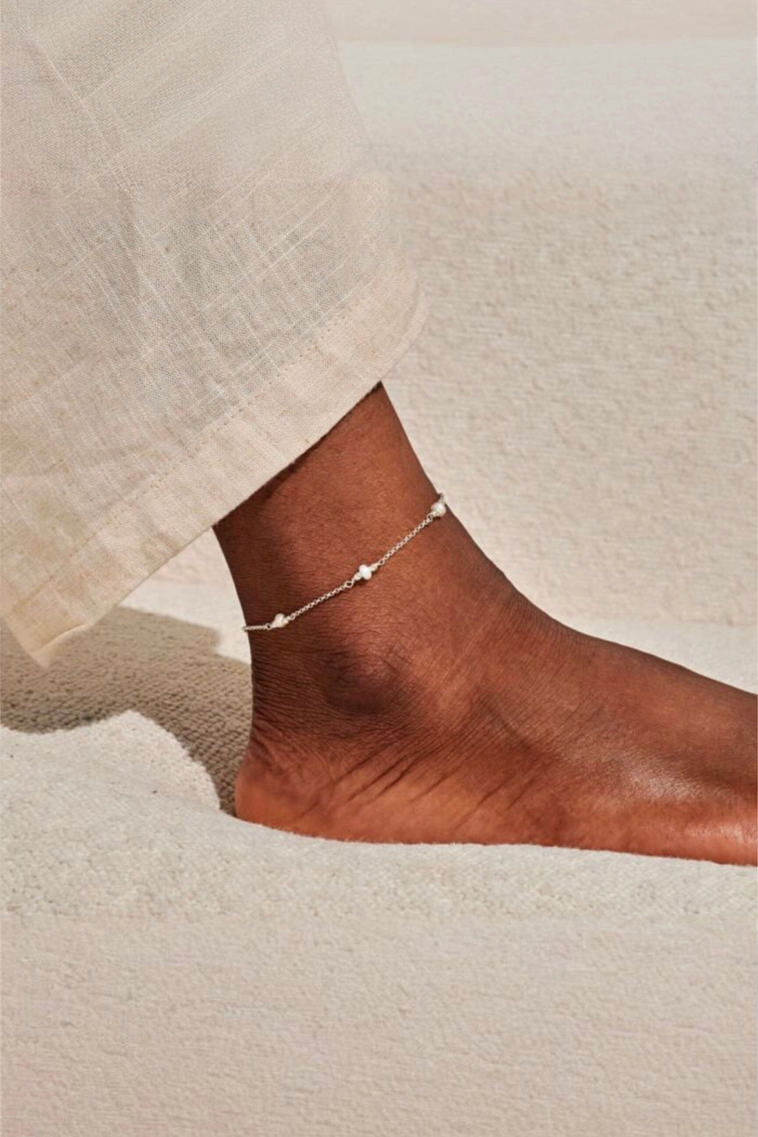 Silver Plated Pearl Anklet JEWELRY A LITTLES & CO