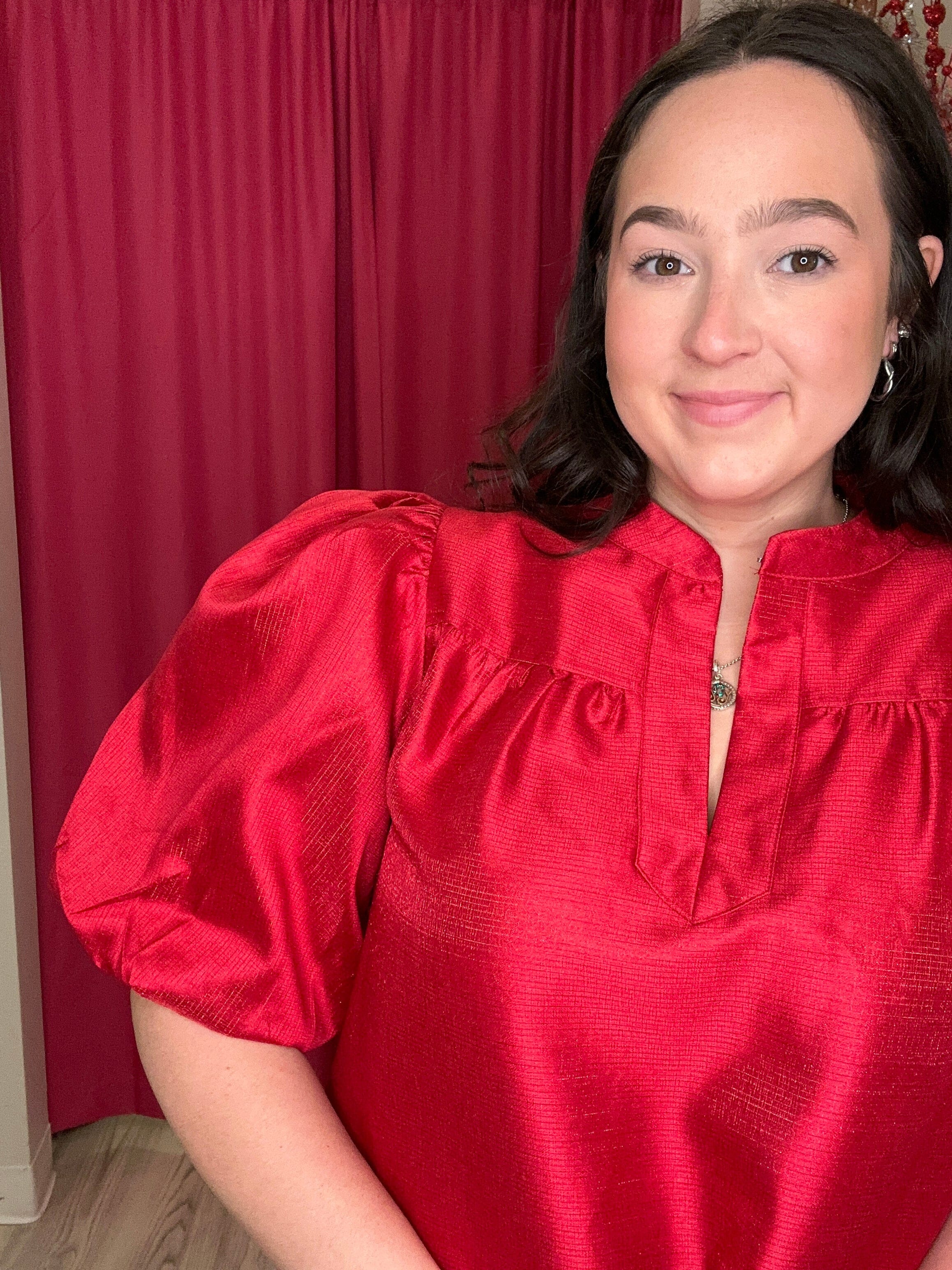 Round Neck Puff Sleeve Mini Dress DRESS GLAM