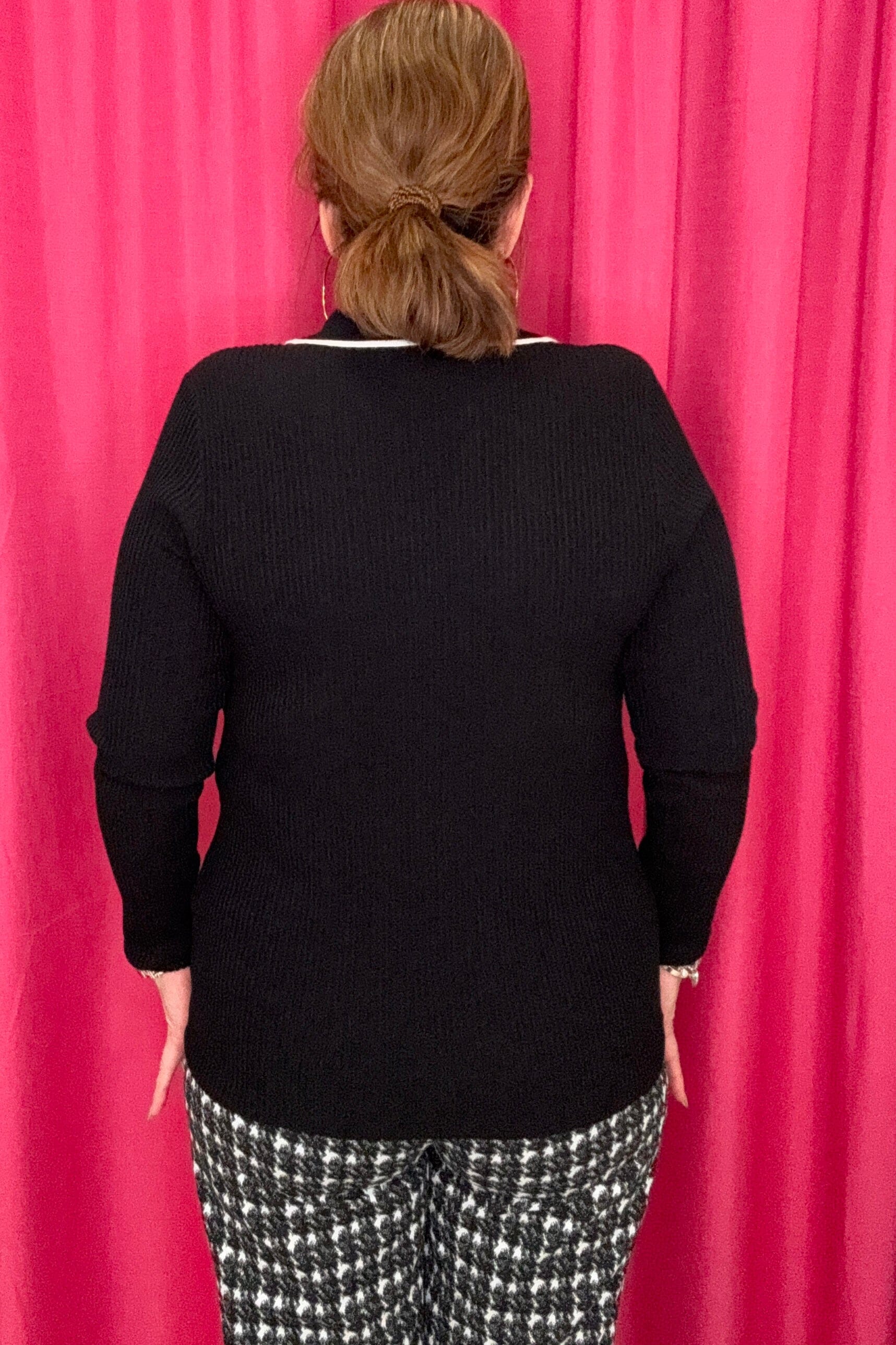 Long Sleeve V-Neck Collared Sweater MISSY TOP SPECIAL LIVERPOOL