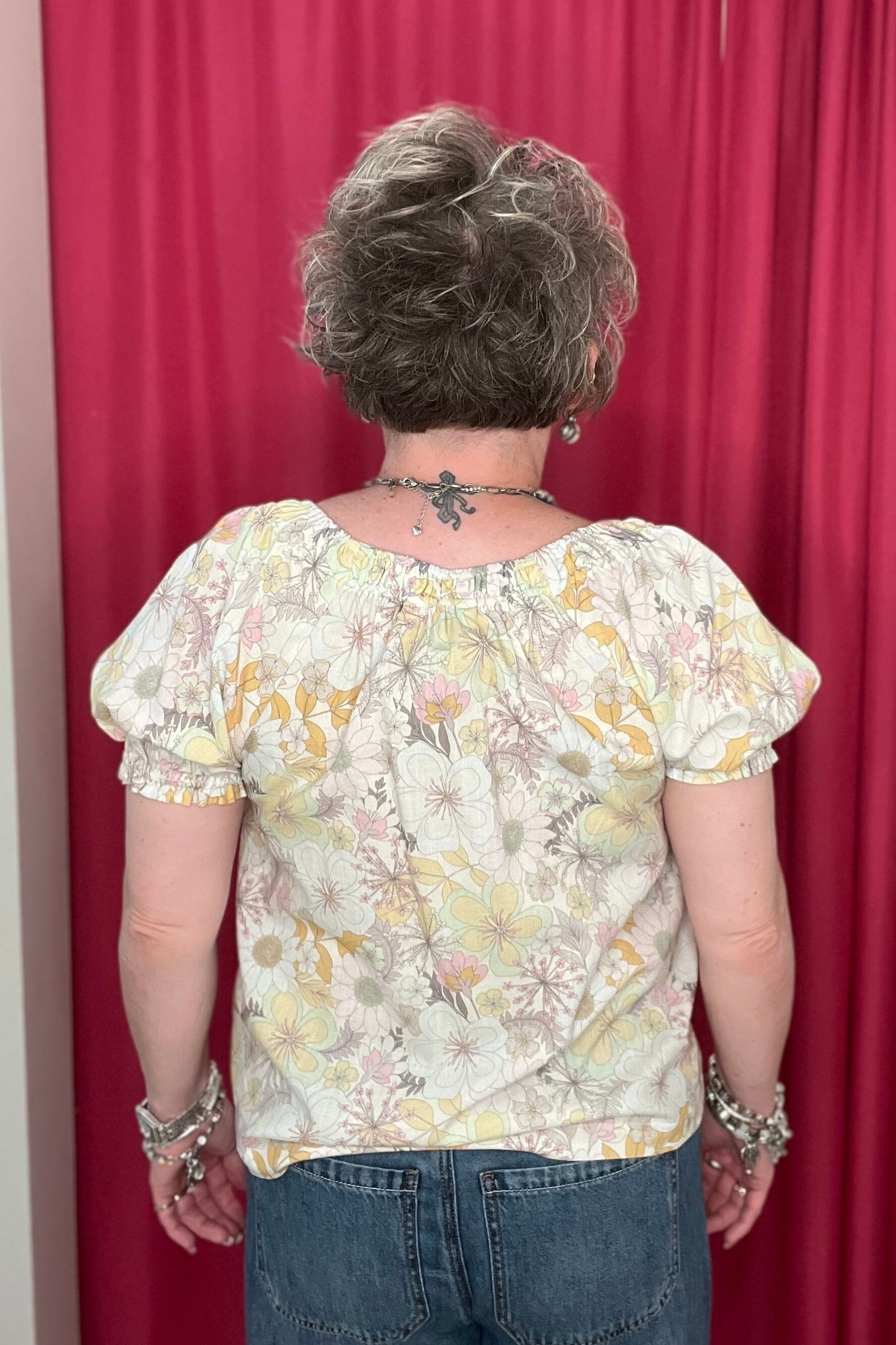 Short Sleeve Tie Neck Woven Top MISSY TOP SPECIAL LIVERPOOL