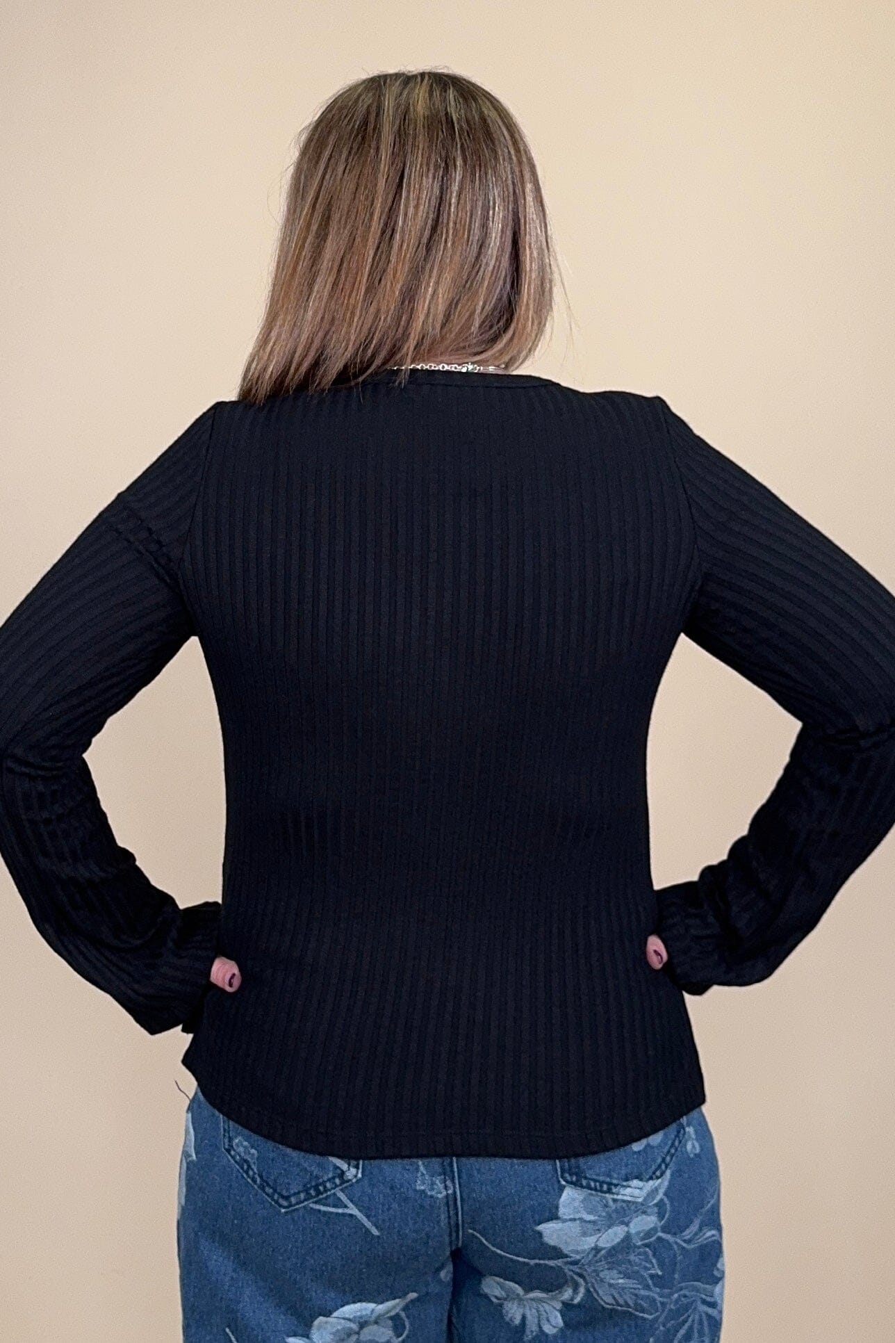 Long Sleeve Scoop Neck Black Knit Top MISSY BASIC KNIT LIVERPOOL