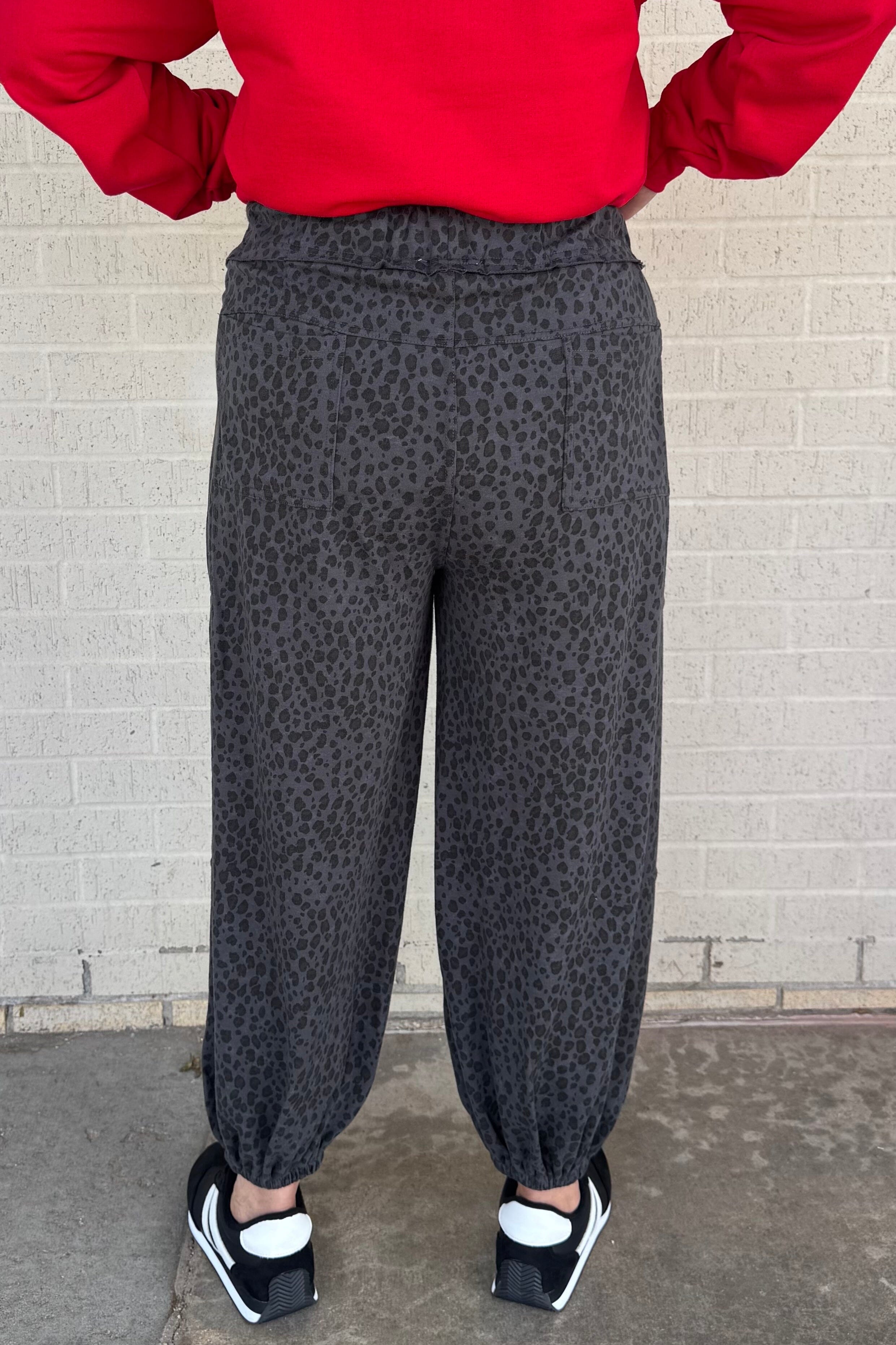 Leopard Printed Pull On Pant w/Drawstring BOTTOMS EASEL