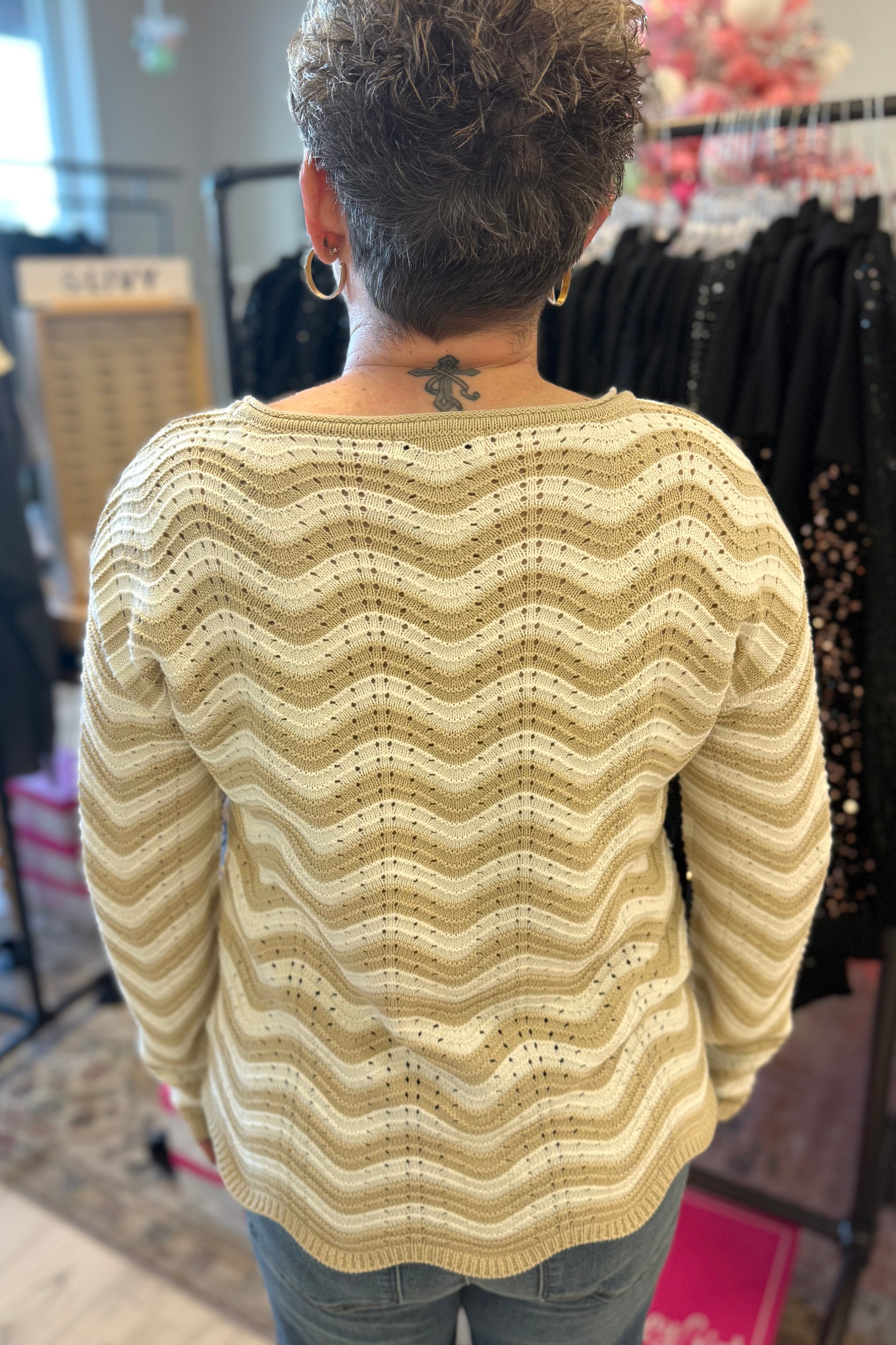 Long Sleeve Boat Neck Scallop Hem SWEATER LIVERPOOL