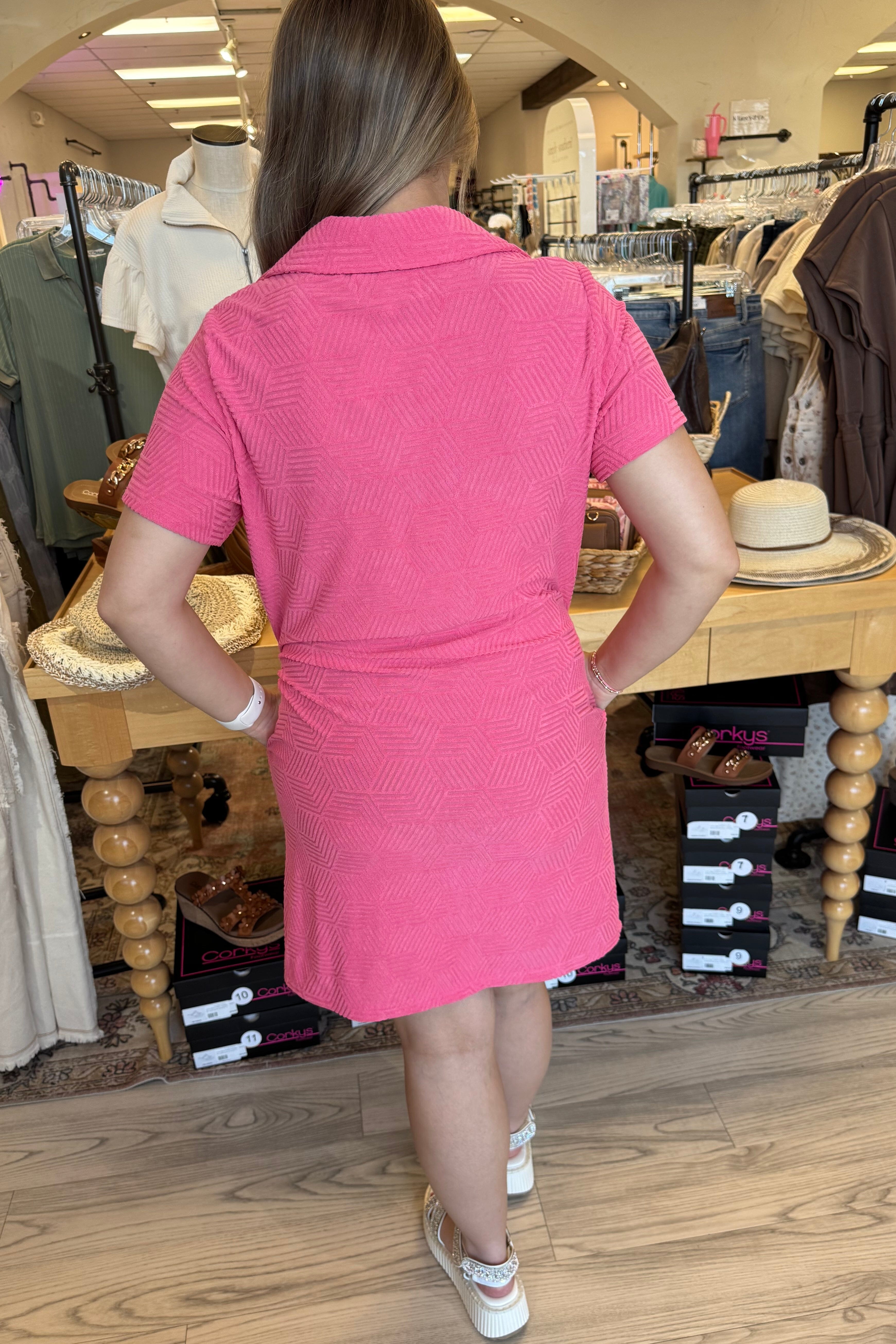 Short Sleeve Textured Dress w/Collar DRESS SIMPLY SOUTHERN