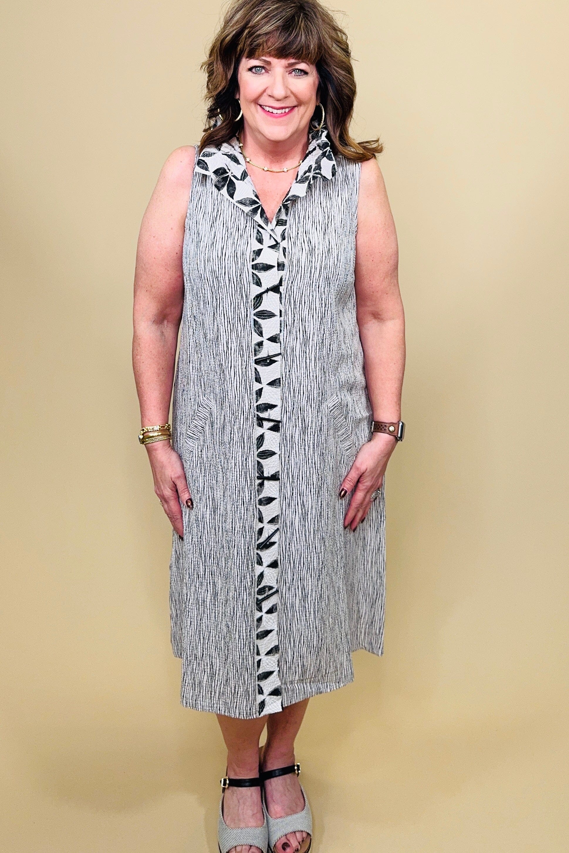 Crinkle Crepe Floral Tank Dress w/Ruffle Collar DRESS HABITAT