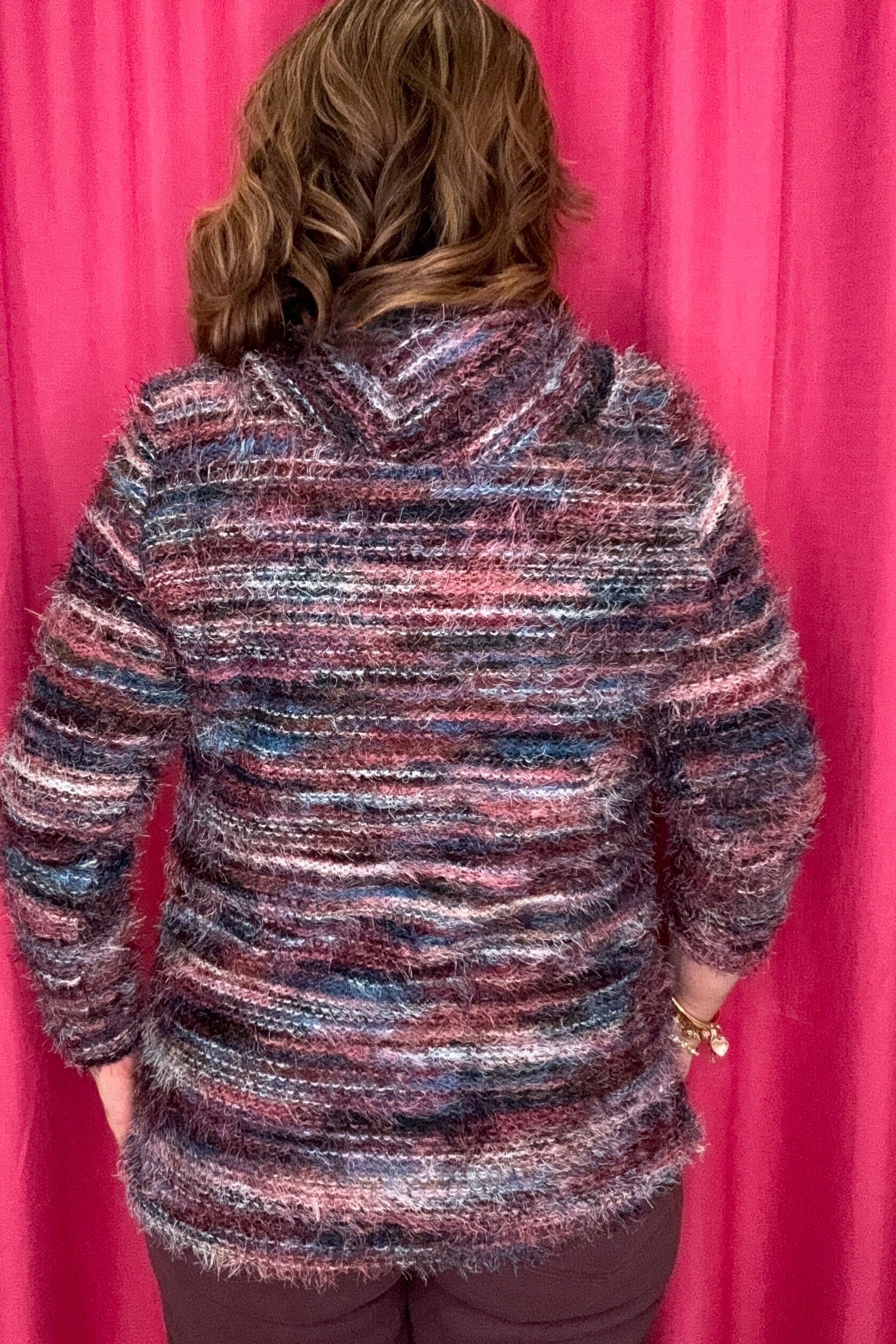Long Sleeve Cowl Neck Eyelash Top SWEATER CREATION