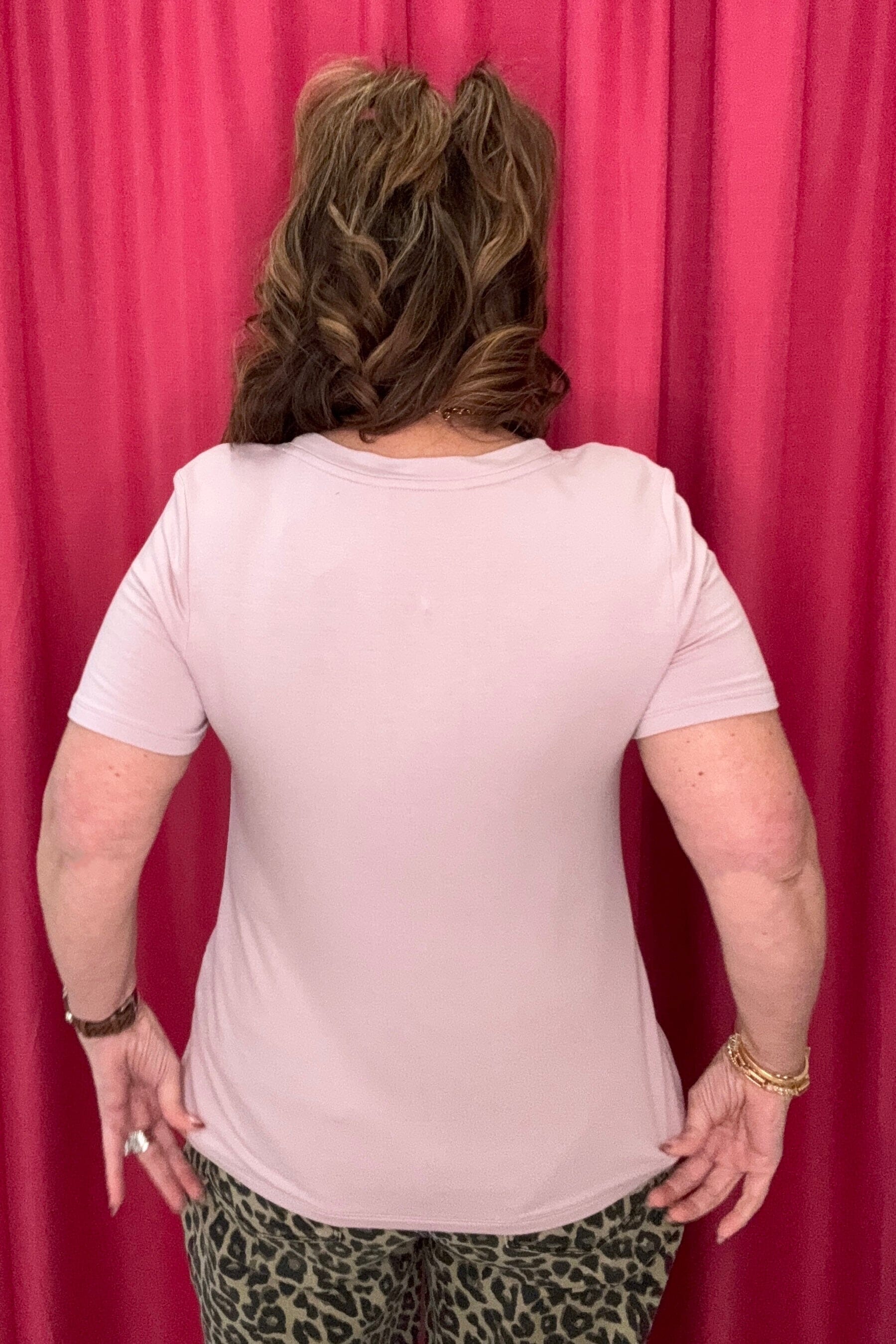 Short Sleeve V-Neck Knit Tee MISSY BASIC KNIT LIVERPOOL