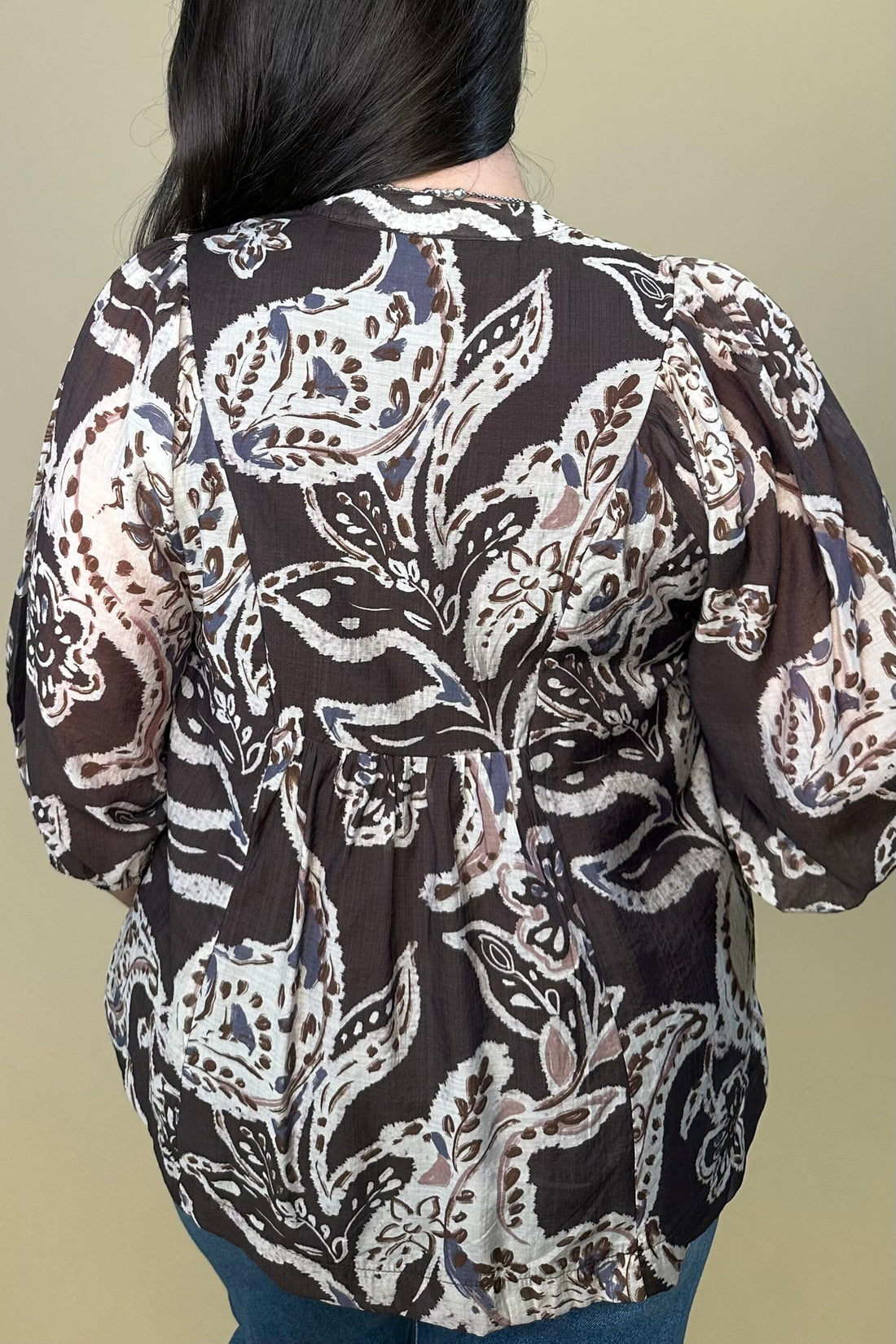 Lined Abstract Print Top with Smocking JR TOP DRESSY UMGEE