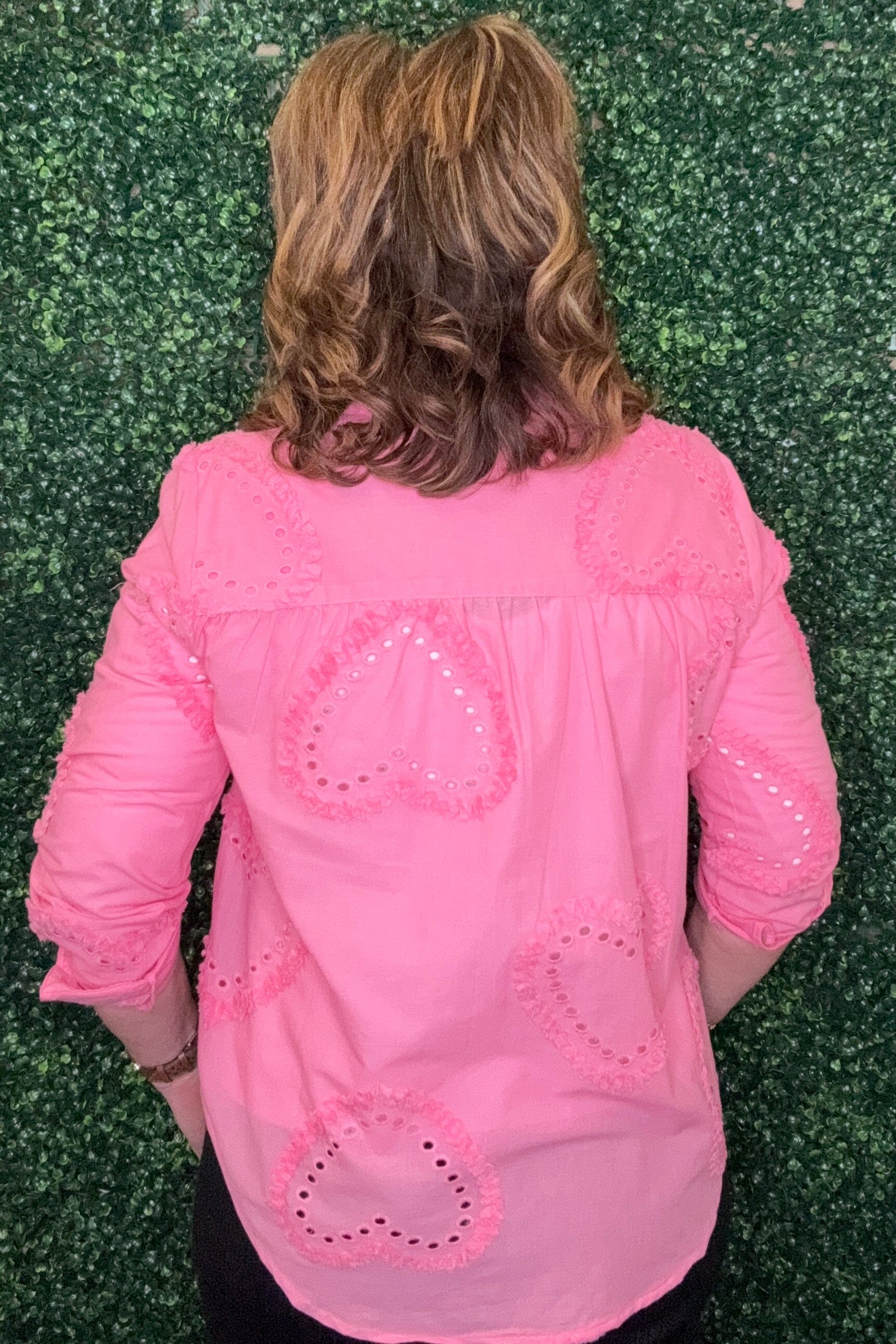 Long Sleeve Button Down w/Eyelet Hearts MISSY TOP SPECIAL CHARLIEB