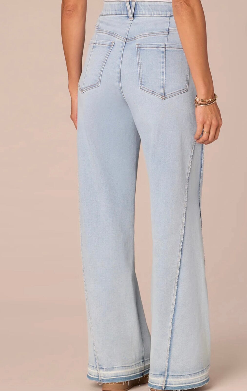 "Ab"solution Skyrise Diagonal Fray Panel Released Hem Wide Leg Jeans JEANS DEMOCRACY