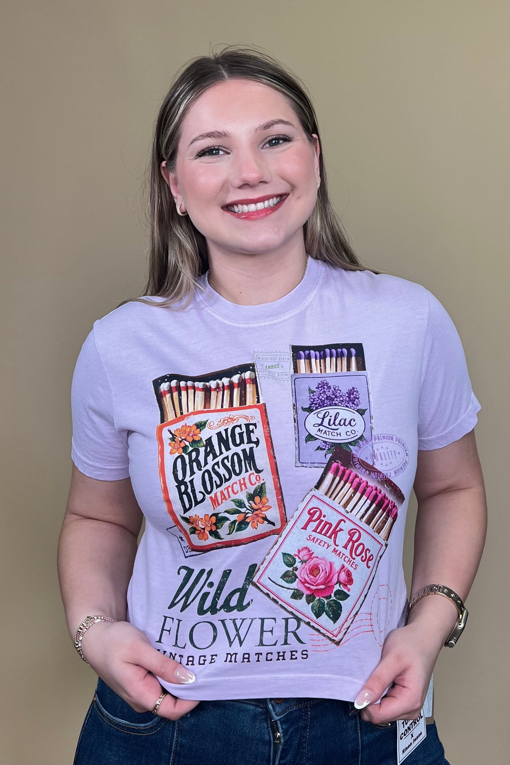 Lilac Wildflower Match Co. Cropped Tee MISSY BASIC KNIT SUGAR STITCH