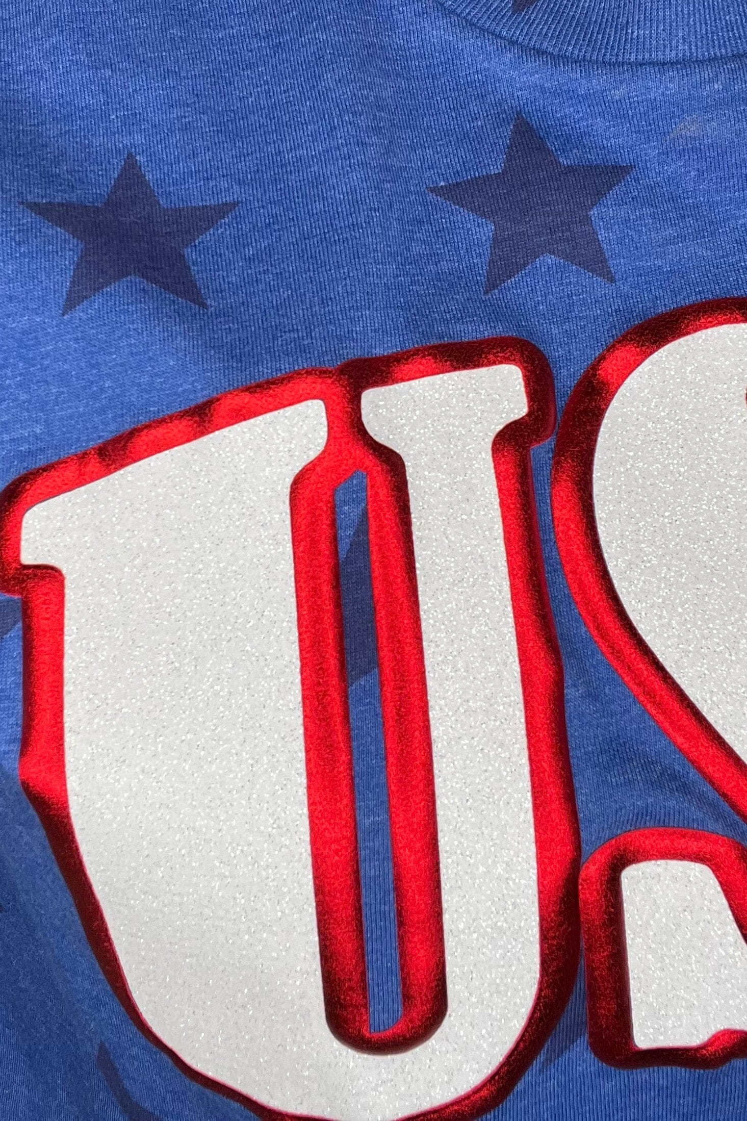USA Glitter Puff Letters T-Shirt MISSY BASIC KNIT K Lane&