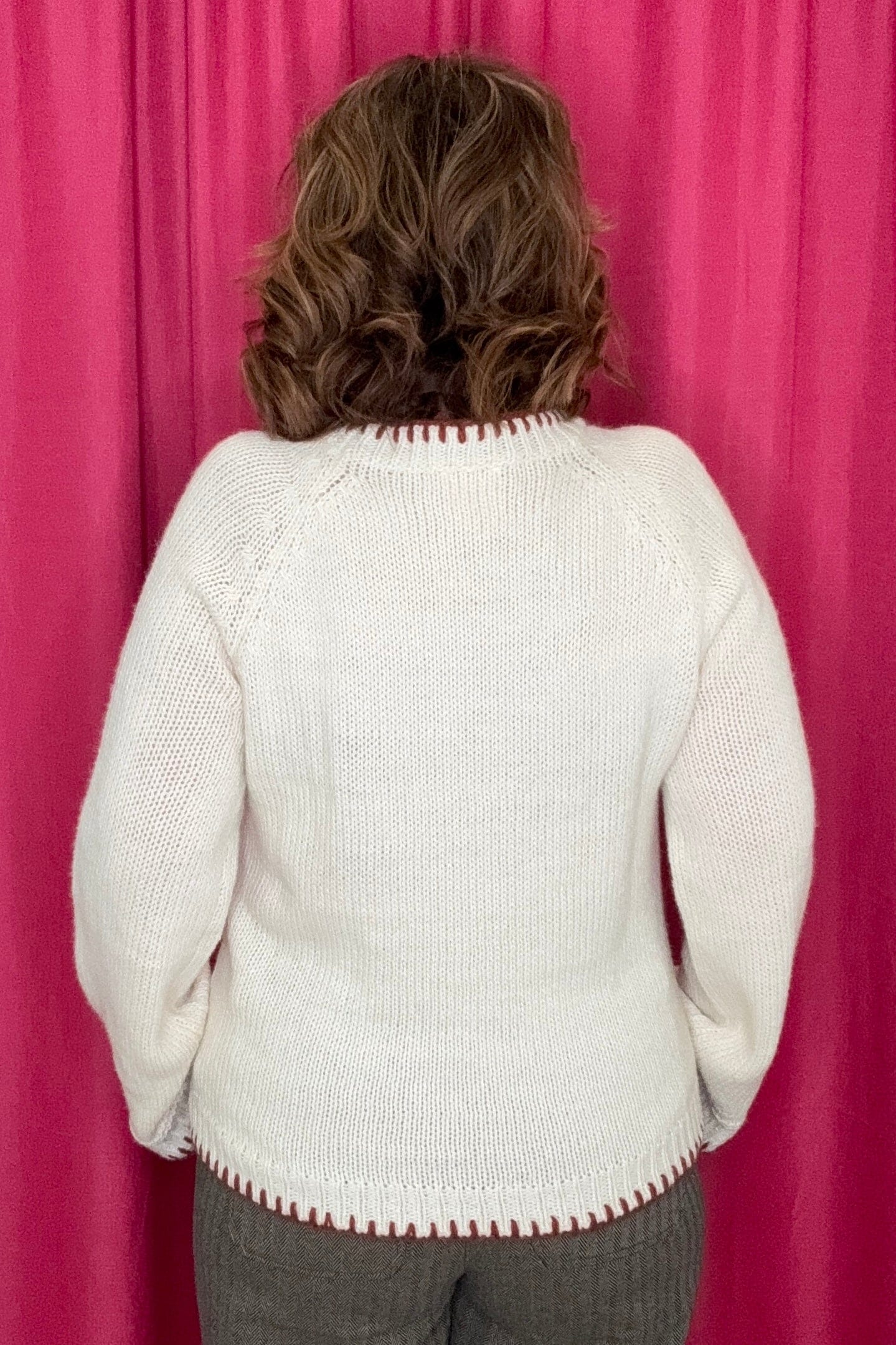 Thankful Lettering Thanksgiving Sweater w/Blanket Stitch JRTOP CASUAL TOP SO ME