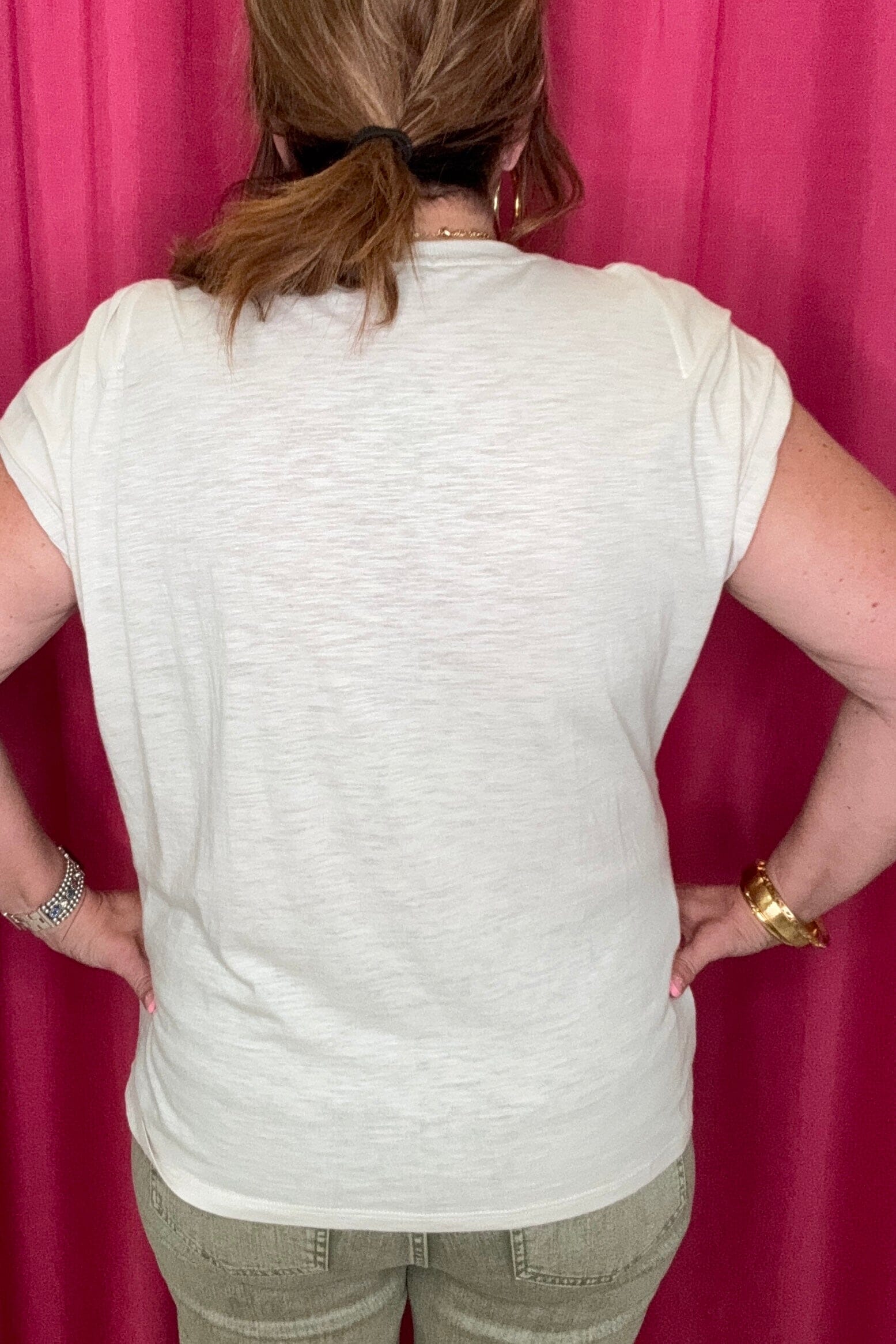 Cap Sleeve Scoop Neck Screen Print Top MISSY TOP SPECIAL DEMOCRACY