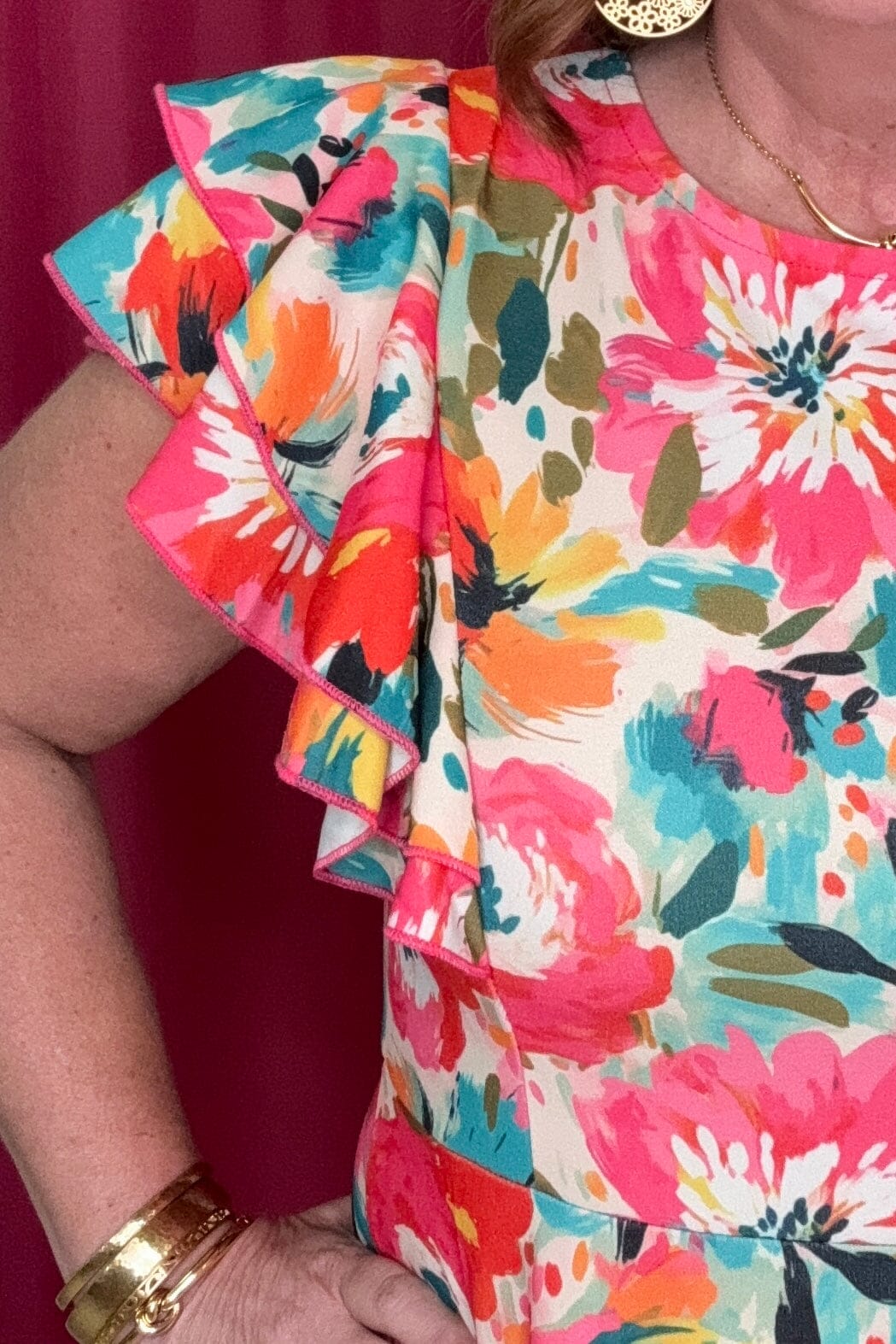 Short Flutter Sleeve Printed Dress DRESS STERLINGKREEK