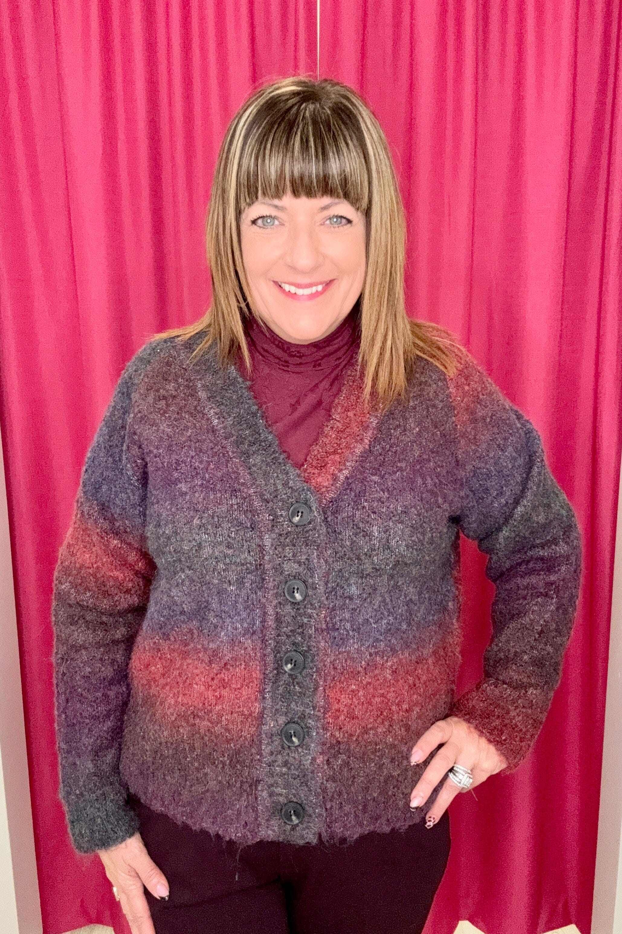 Long Sleeve Raglan Button Front Cardigan OUTFIT COMPLETER LIVERPOOL