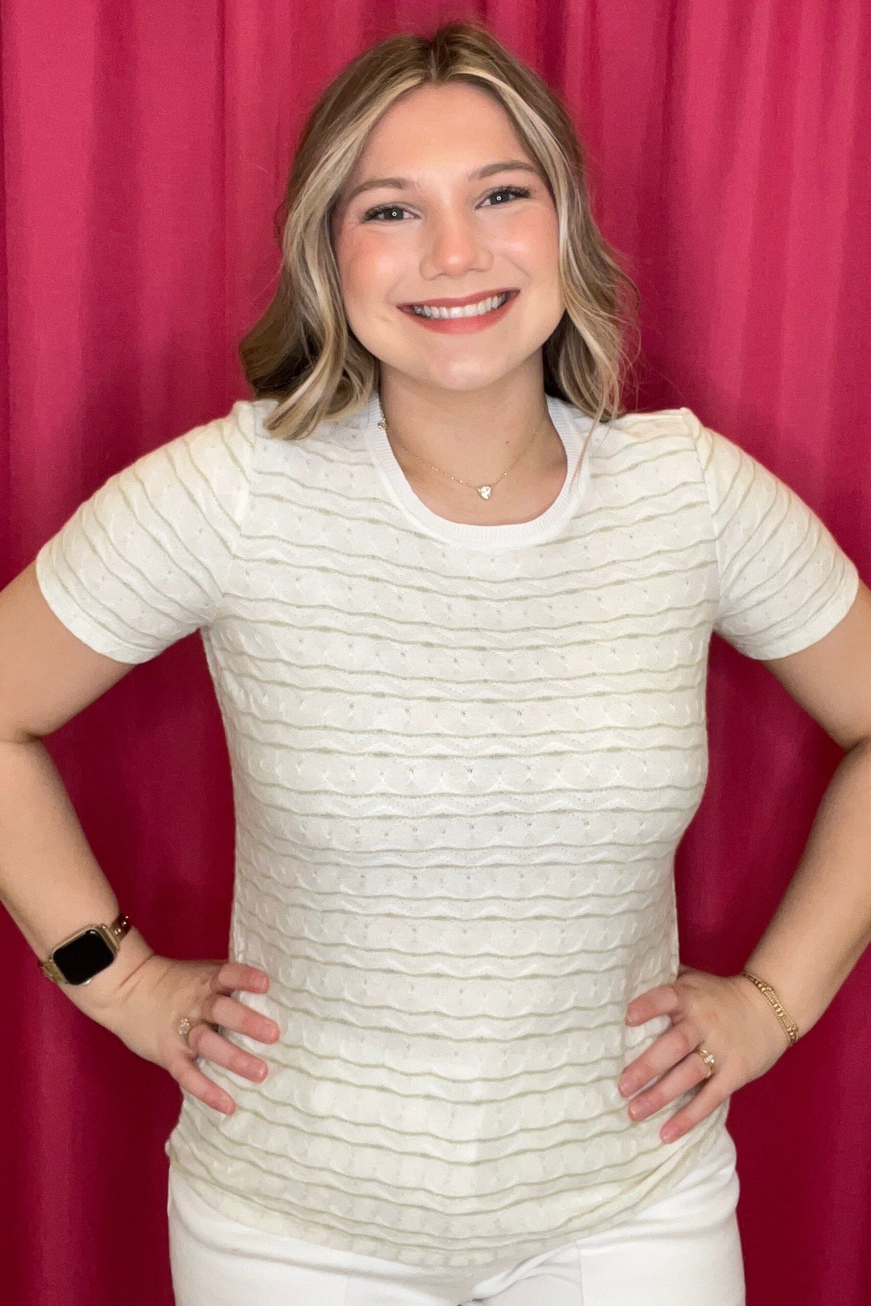 Short Sleeve Crew Neck Knit Tee w/Rib Trim MISSY BASIC KNIT LIVERPOOL