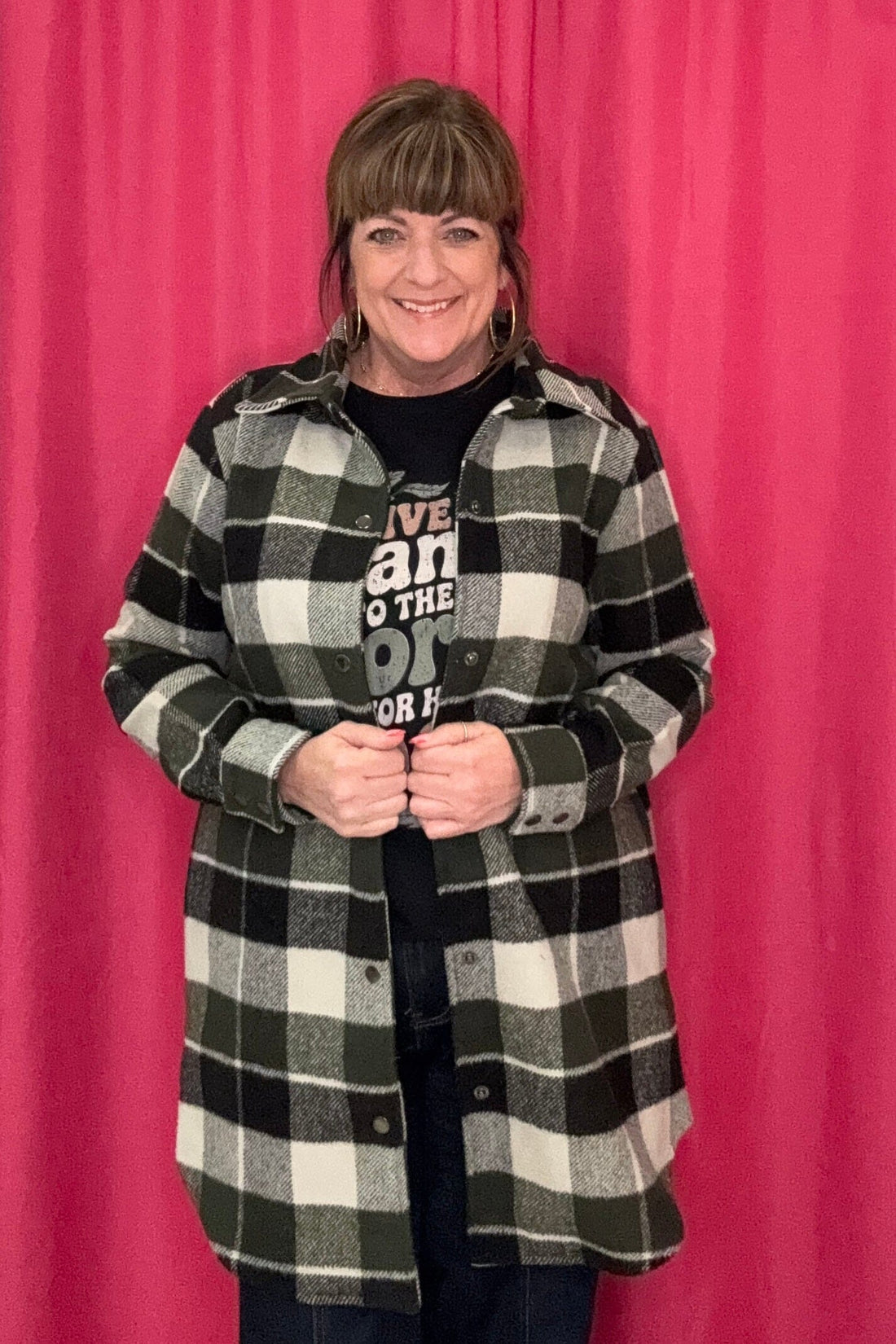 Long Sleeve Plaid Shacket JACKET KEREN HART