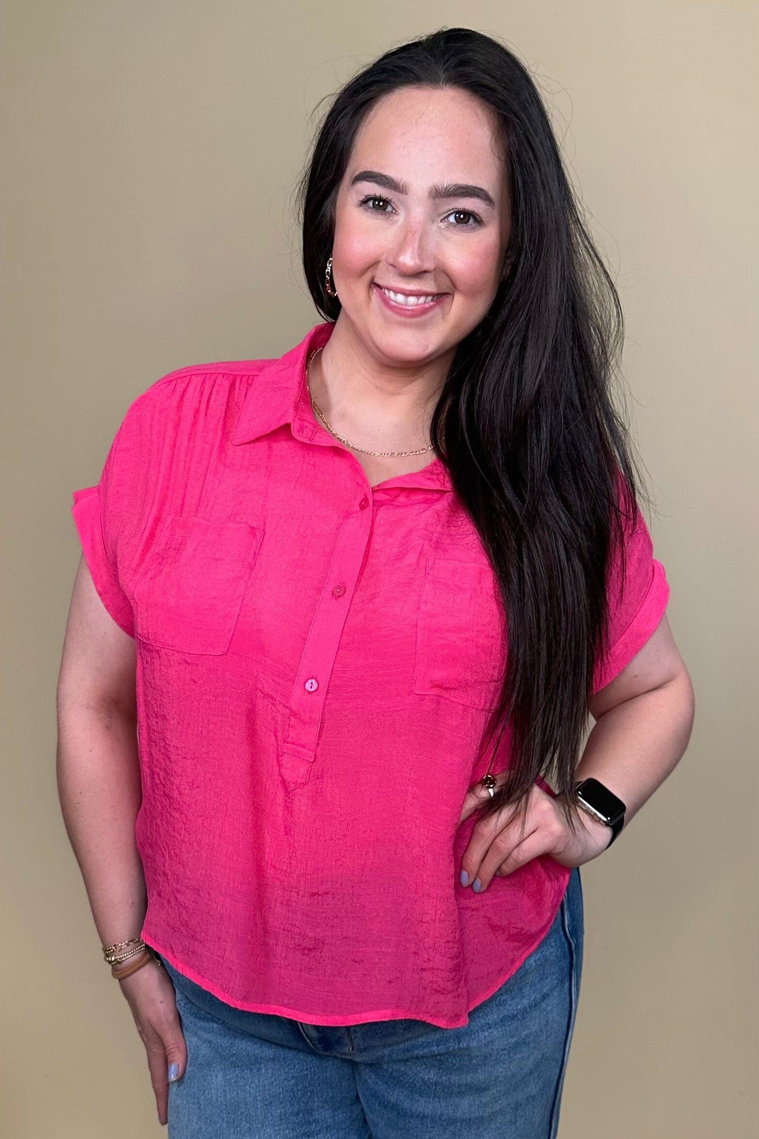 Short Sleeve Top w/Collar & Pockets MISSY TOP SPECIAL ZAC & RACHEL