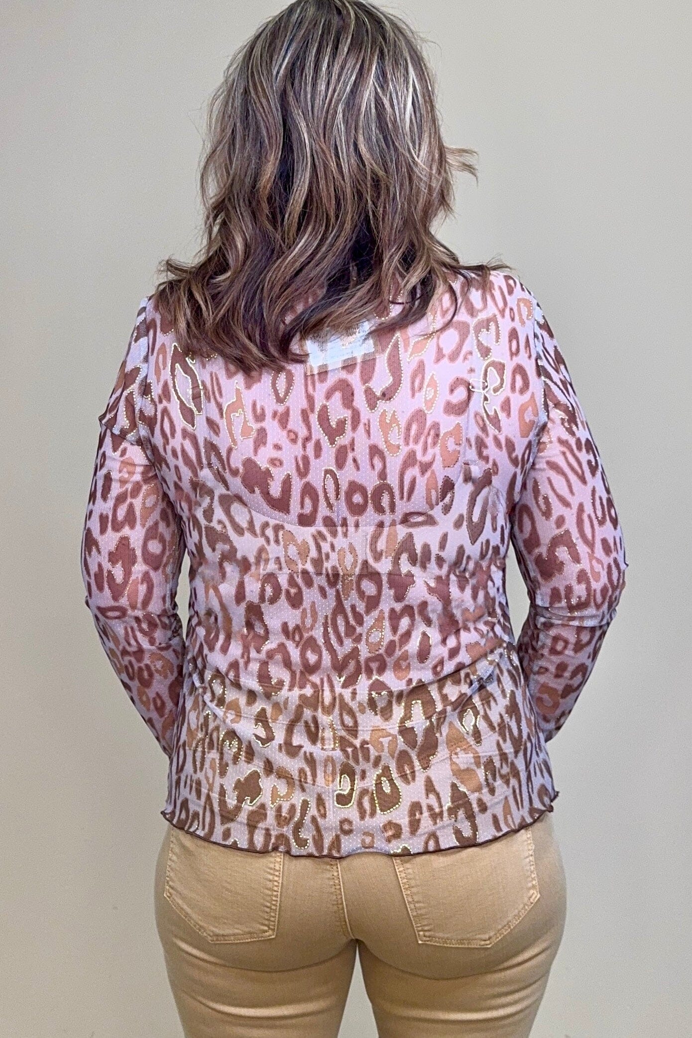 Long Sleeve Leopard Mesh Top MISSY BASIC KNIT DAVI&DANI