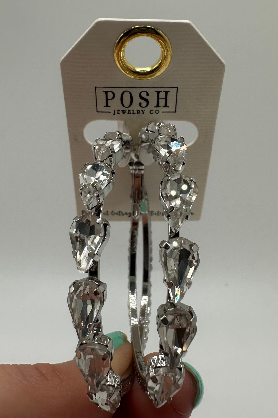 Fashion Earring - Chunky Silver Stone Hoops JEWELRY SUSIE