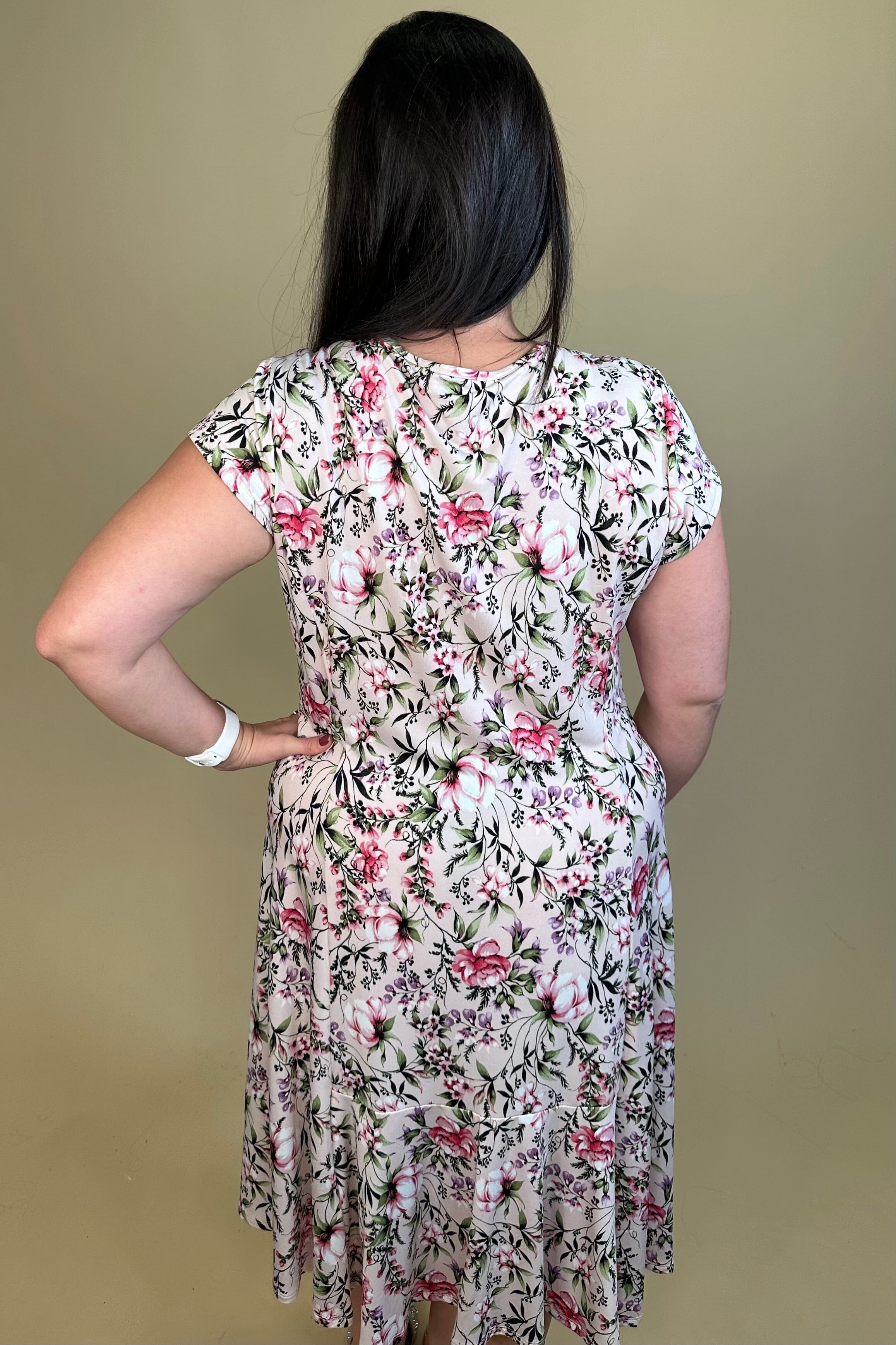 Printed Cap Sleeve Midi Dress DRESS SOUTHERN LADY