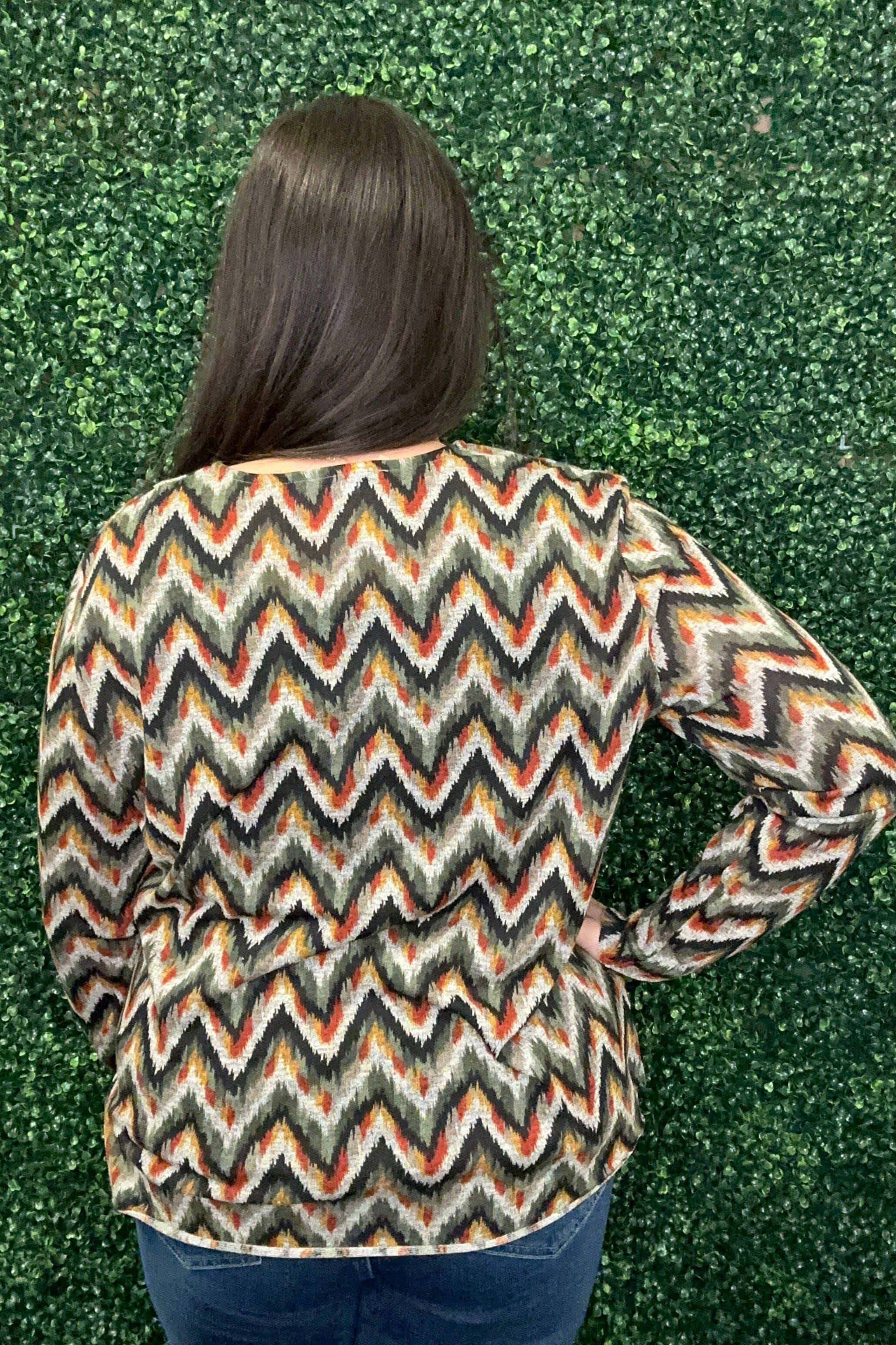 Long Sleeve Zig Zag Printed Top MISSY TOP SPECIAL KEREN HART