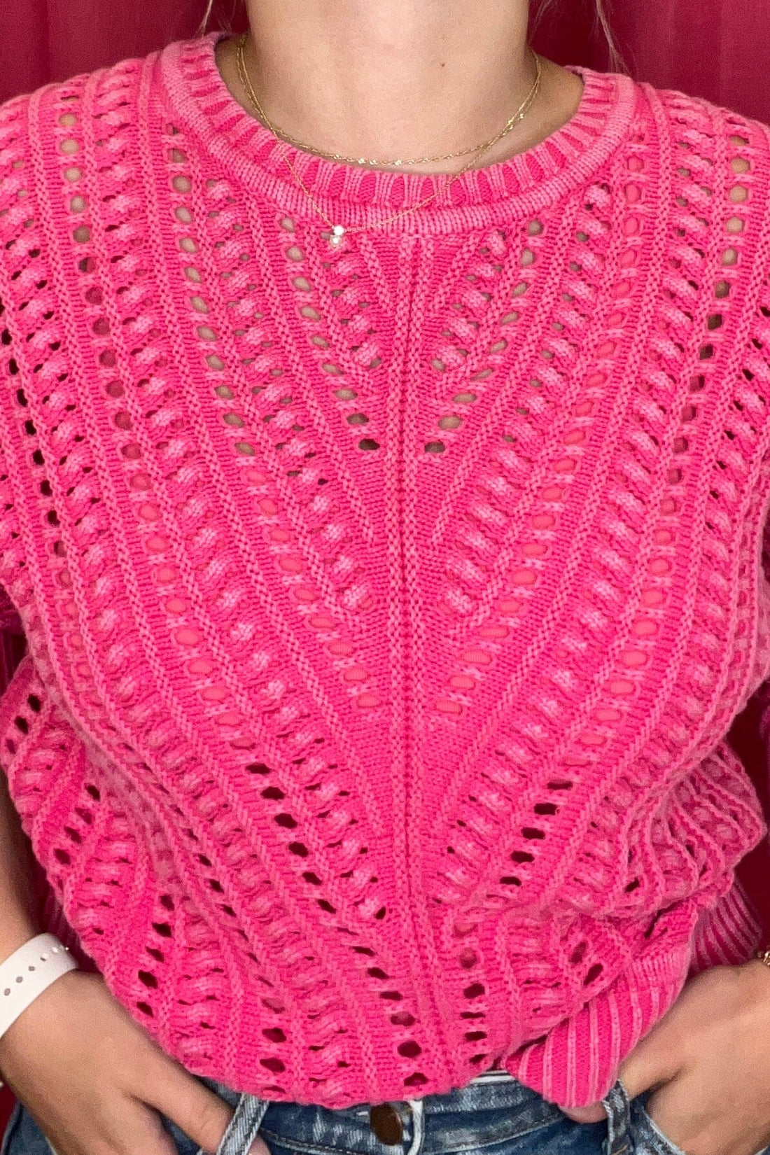 Crew Neck Sweater w/Special Wash MISSY TOP SPECIAL TRIBAL