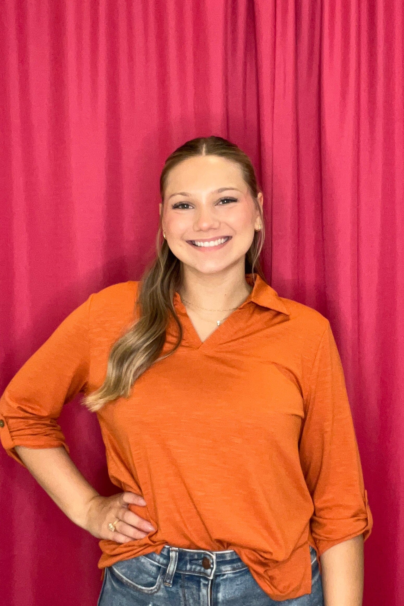 V-Neck Collared 3/4 Sleeve Top MISSY TOP SPECIAL SOUTHERN LADY