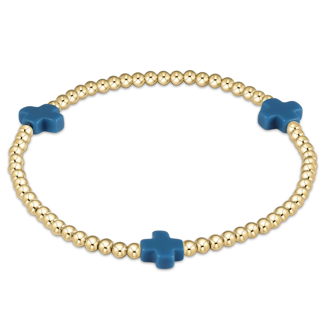 Enewton Signature Cross Gold Pattern 3mm Bead Bracelet- Cobalt JEWELRY ENEWTON