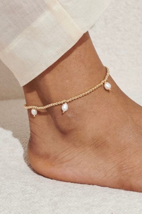 3 Pearl Gold-Tone Plated Anklet JEWELRY A LITTLES & CO