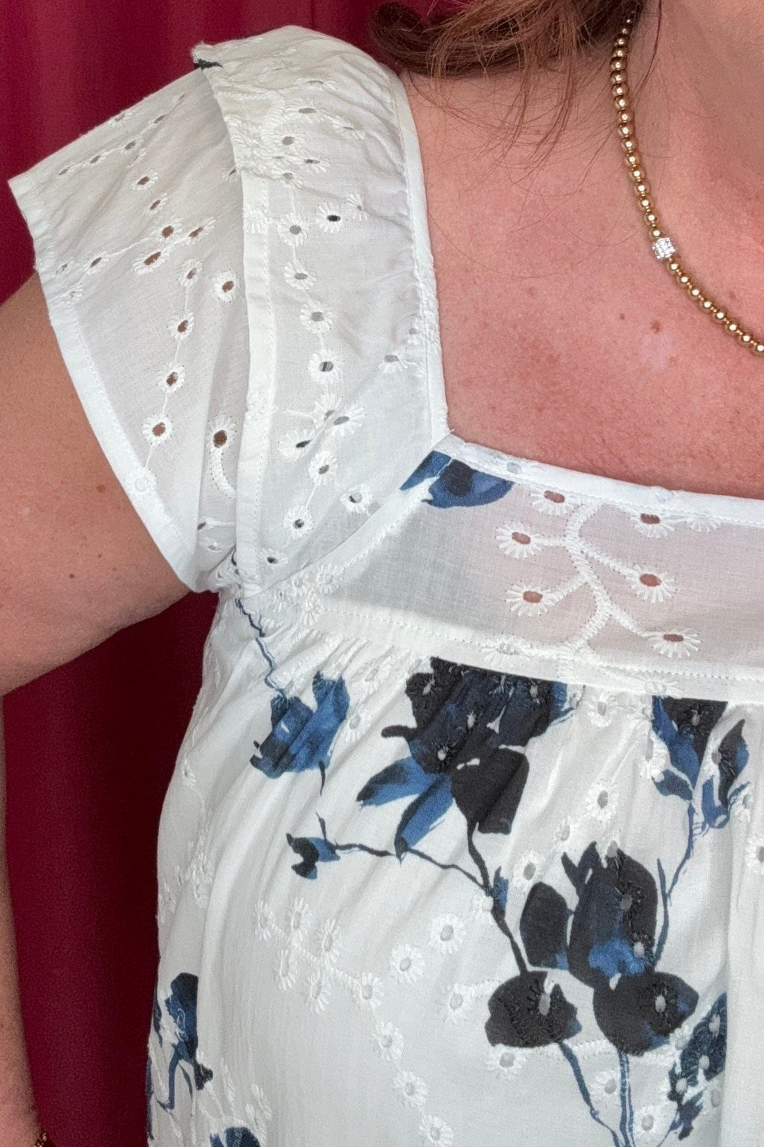 Short Sleeve Square Neck Woven Blouse MISSY TOP SPECIAL LIVERPOOL