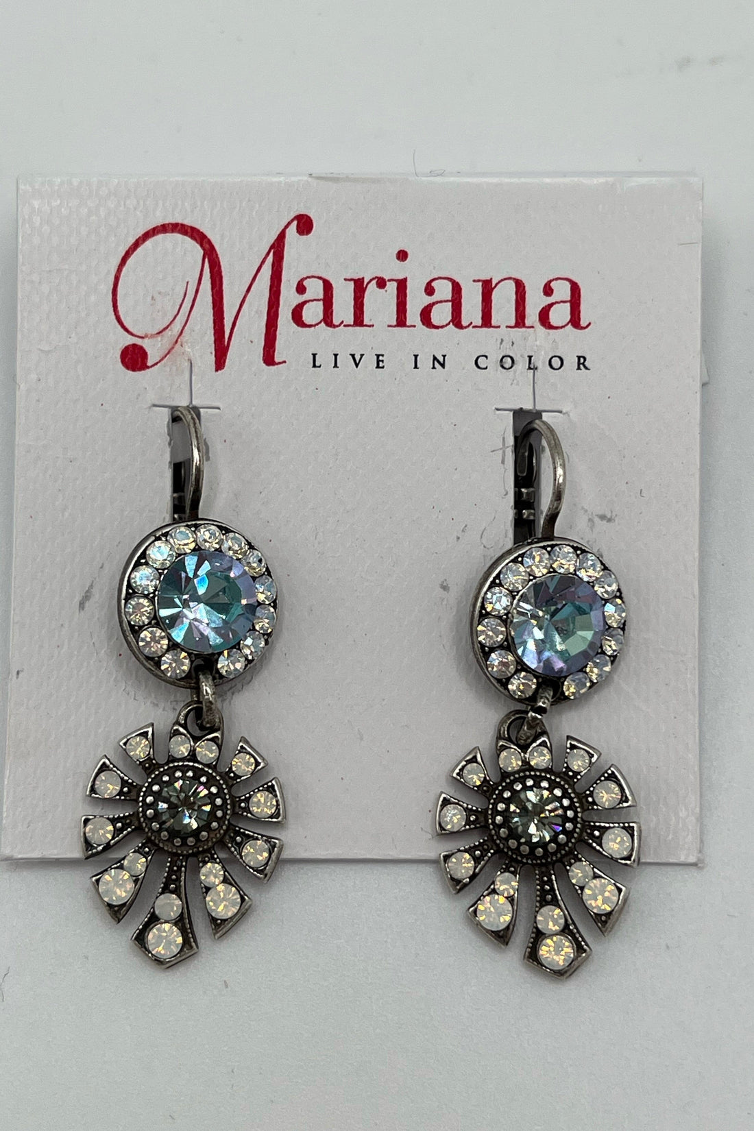 Halo & Leaf Dangle Earrings in "Ice Queen" BETTERBRANDJEWELRY Mariana