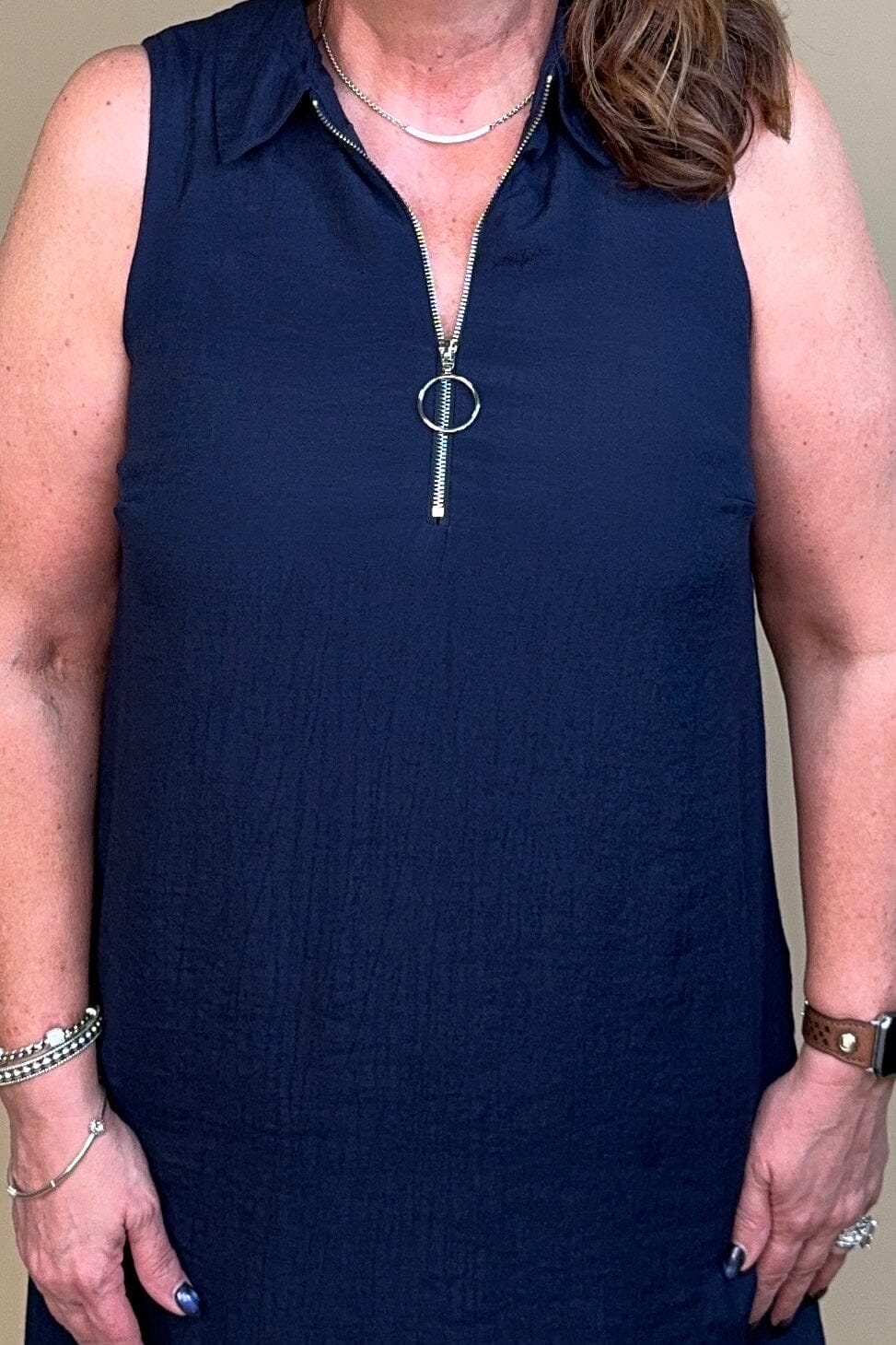 Quarter Zip Sleeveless Dress w/Collar DRESS ZAC & RACHEL