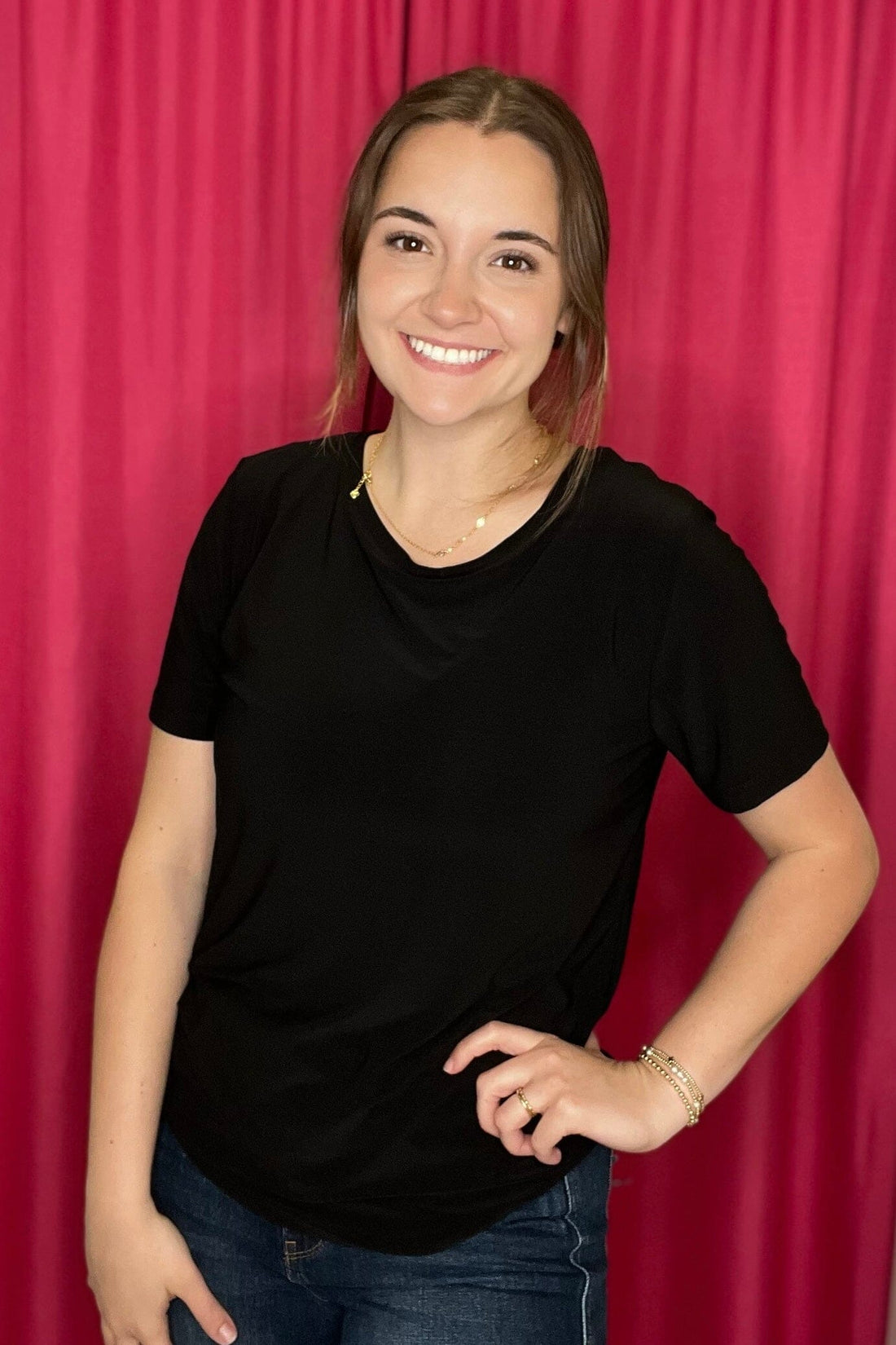 Scoop Neck Tee MISSY BASIC KNIT SOUTHERN LADY BLK S