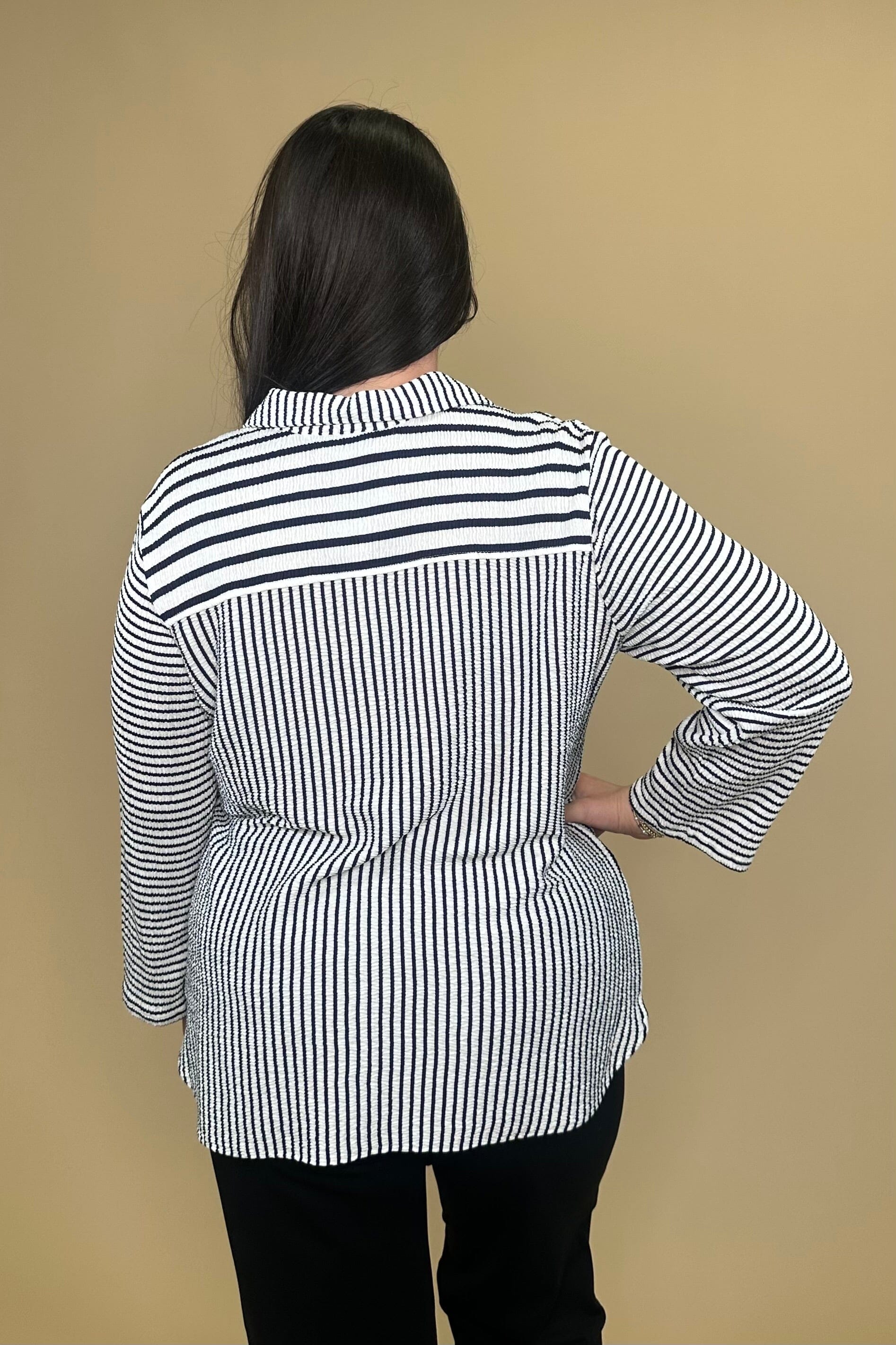 Crinkle Crepe Button Down Top w/Collar MISSY TOP SPECIAL HABITAT
