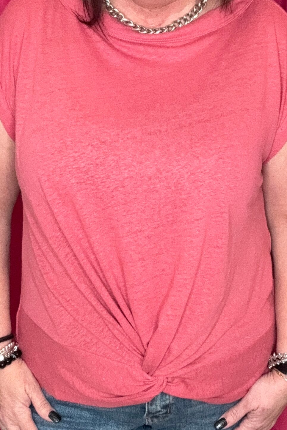 Short Sleeve Boat Neck Knot Front Knit Top MISSY TOP SPECIAL LIVERPOOL
