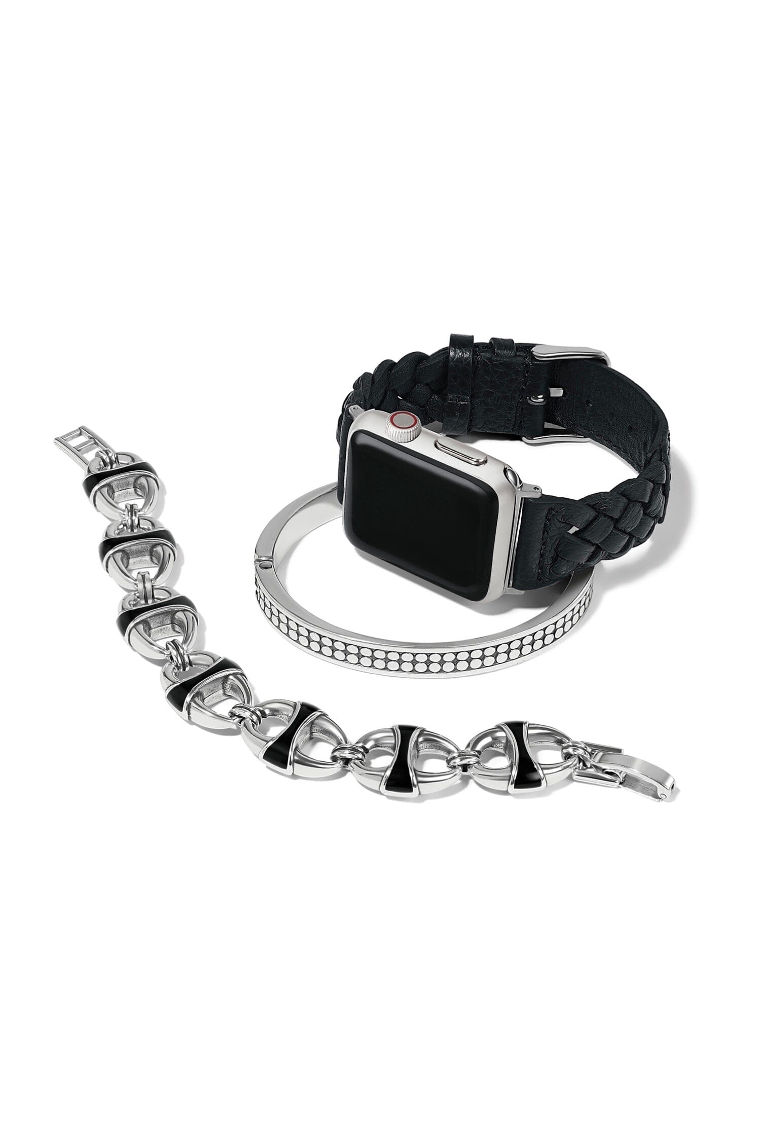 Black Sutton Braided Leather Apple Watch Band BWATCHES Brighton Collectables