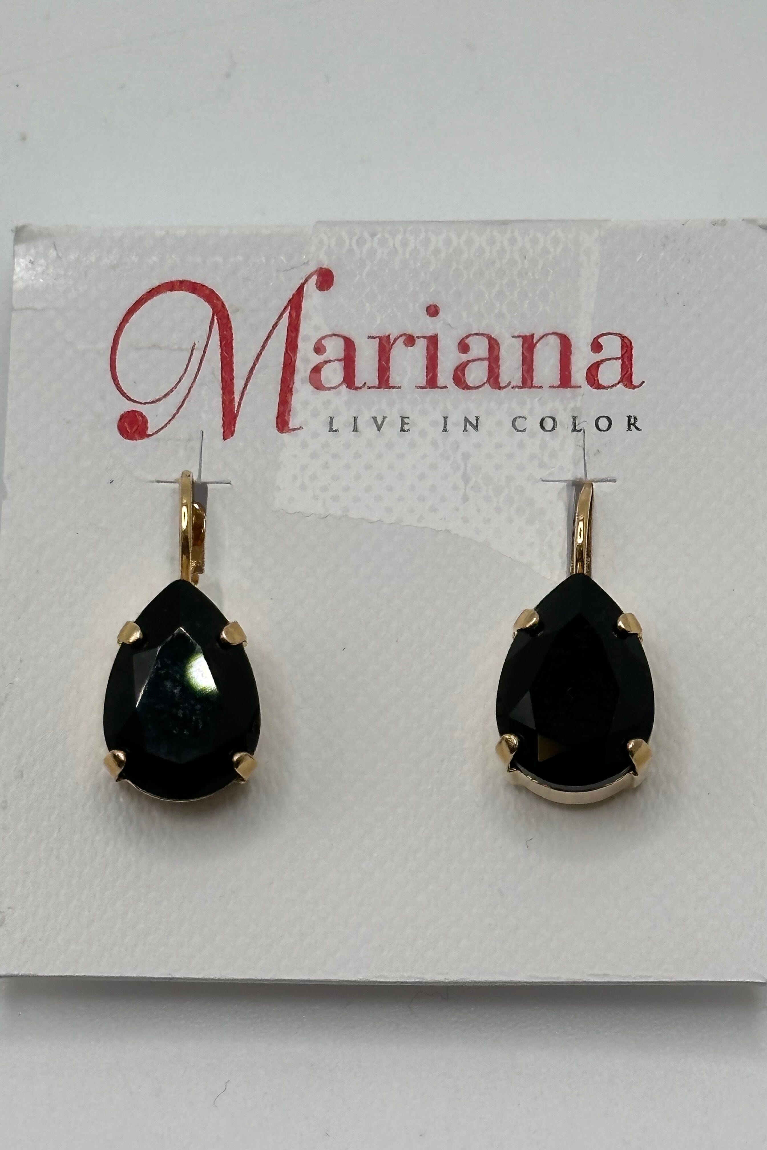 Pear Leverback Earrings in "Jet" - Yellow Gold BETTERBRANDJEWELRY MICHALSMARIANA