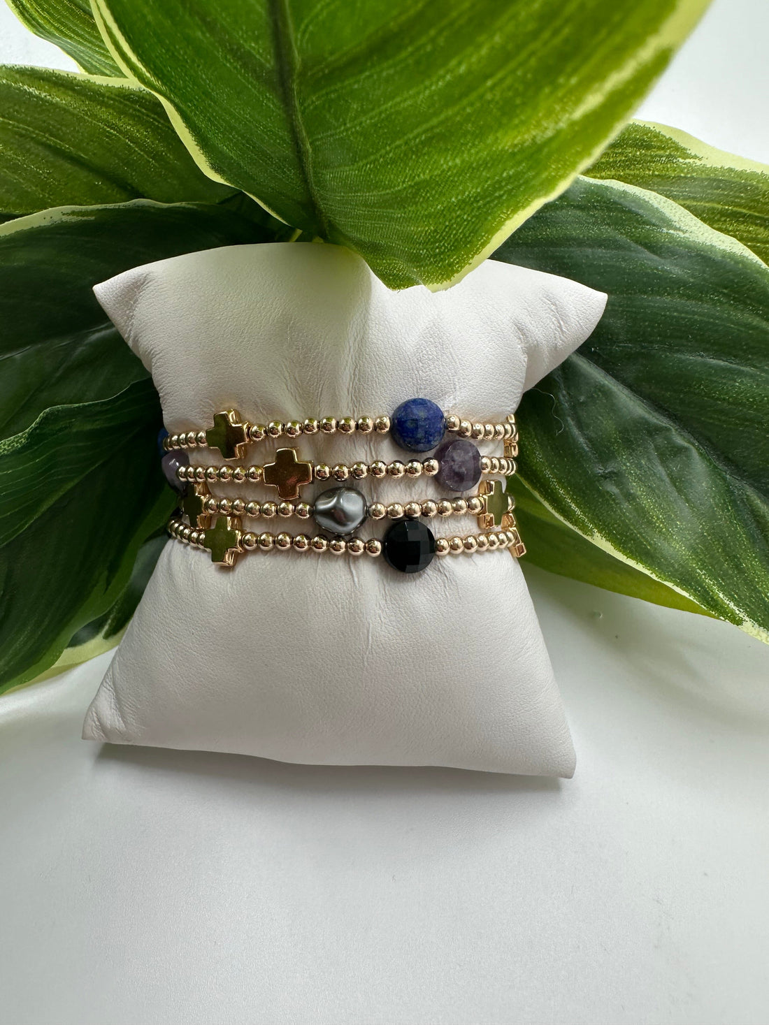 Enewton Signature Cross Admire Gold Pattern 3mm Bead Bracelet- Amethyst JEWELRY ENEWTON