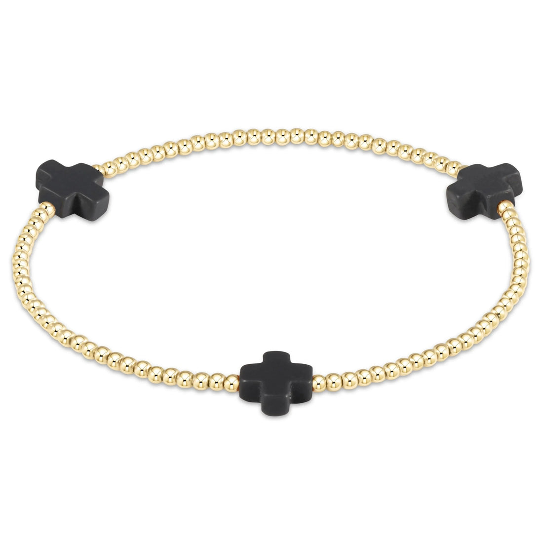 Enewton Signature Cross Gold Pattern 2mm Bead Bracelet- Charcoal JEWELRY ENEWTON
