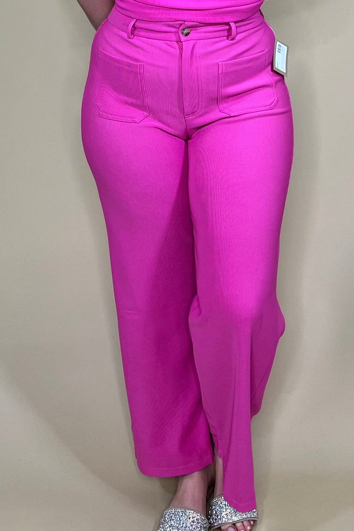 High Rise Front Pocket Wide Pants BOTTOMS GLAM