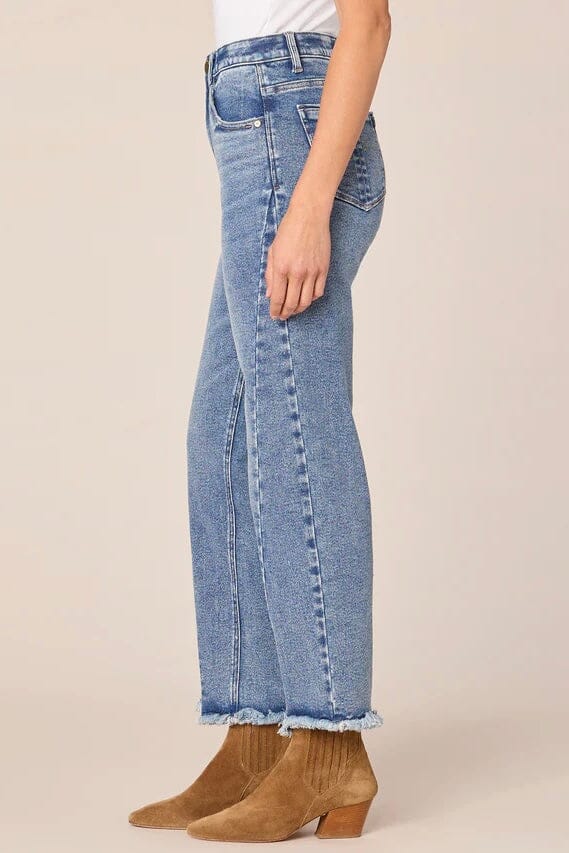 "Ab"solution High Rise Ankle Length Straight Leg Jeans with Fray Hem JEANS DEMOCRACY