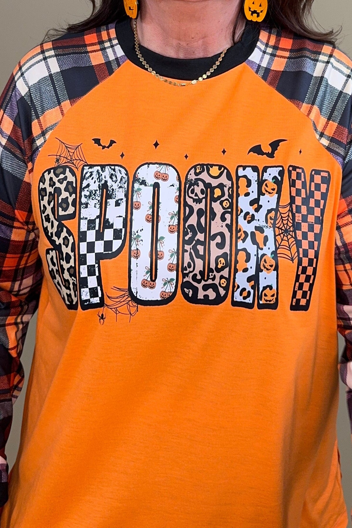 Spooky Plaid Long Sleeve Top JRTOP CASUAL TOP:~~Unassigned~~ YOURFASHIONWHOL