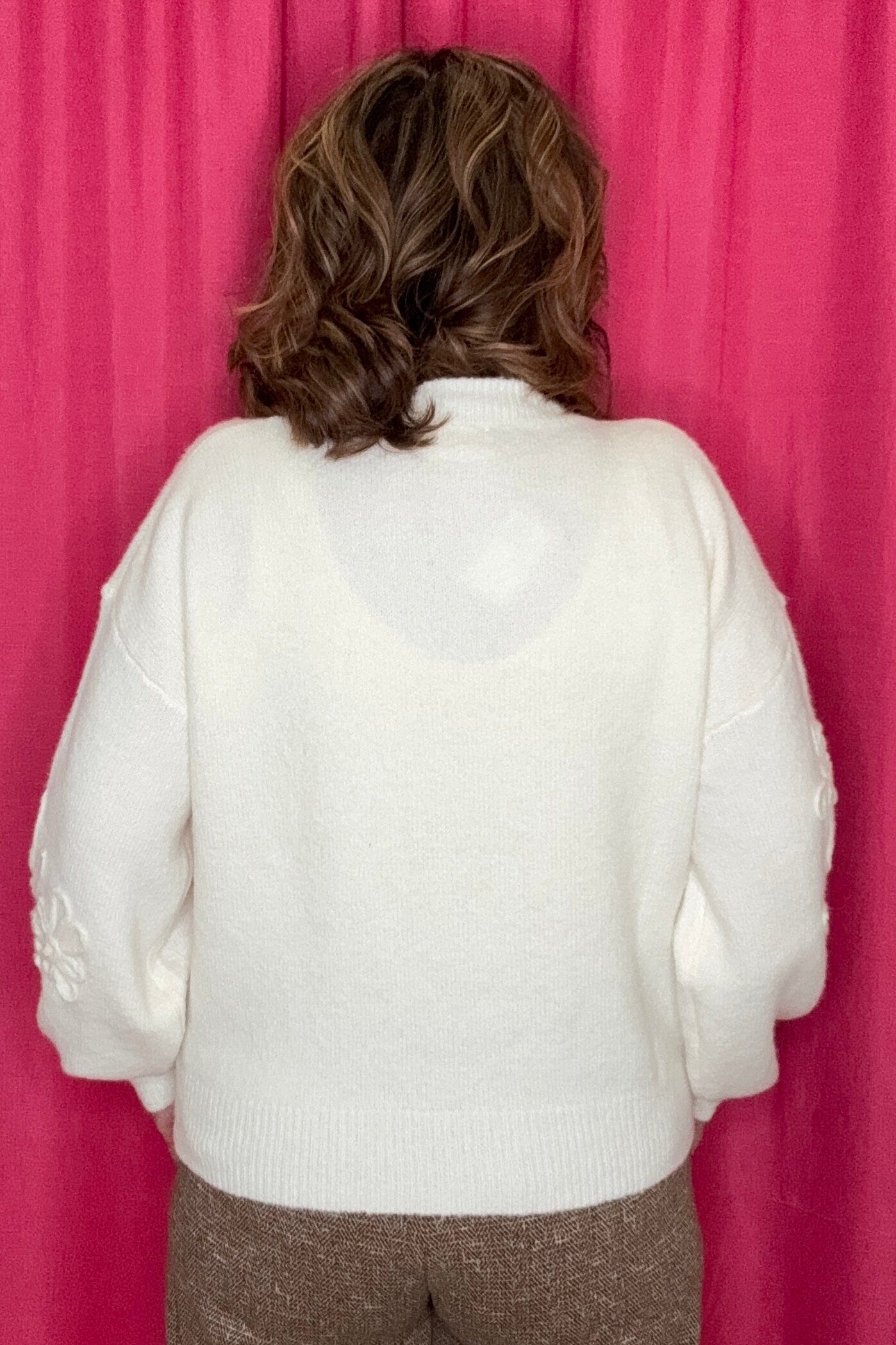 Long Sleeve Sweater w/Stitched Flowers SWEATER ALLIE & ROSE