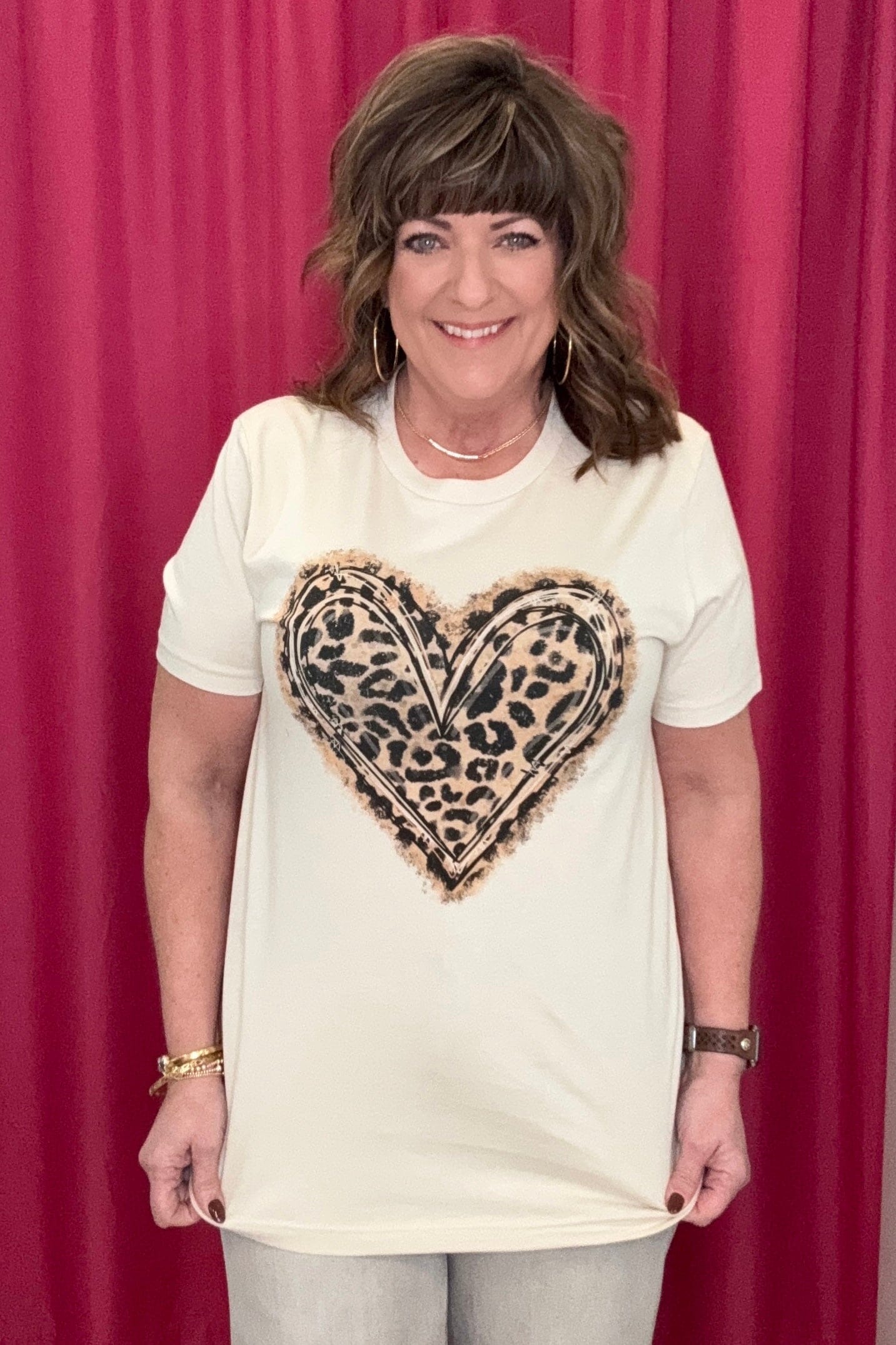 Leopard Heart T-Shirt MISSY BASIC KNIT REBELROSE/ATTITUDETEES